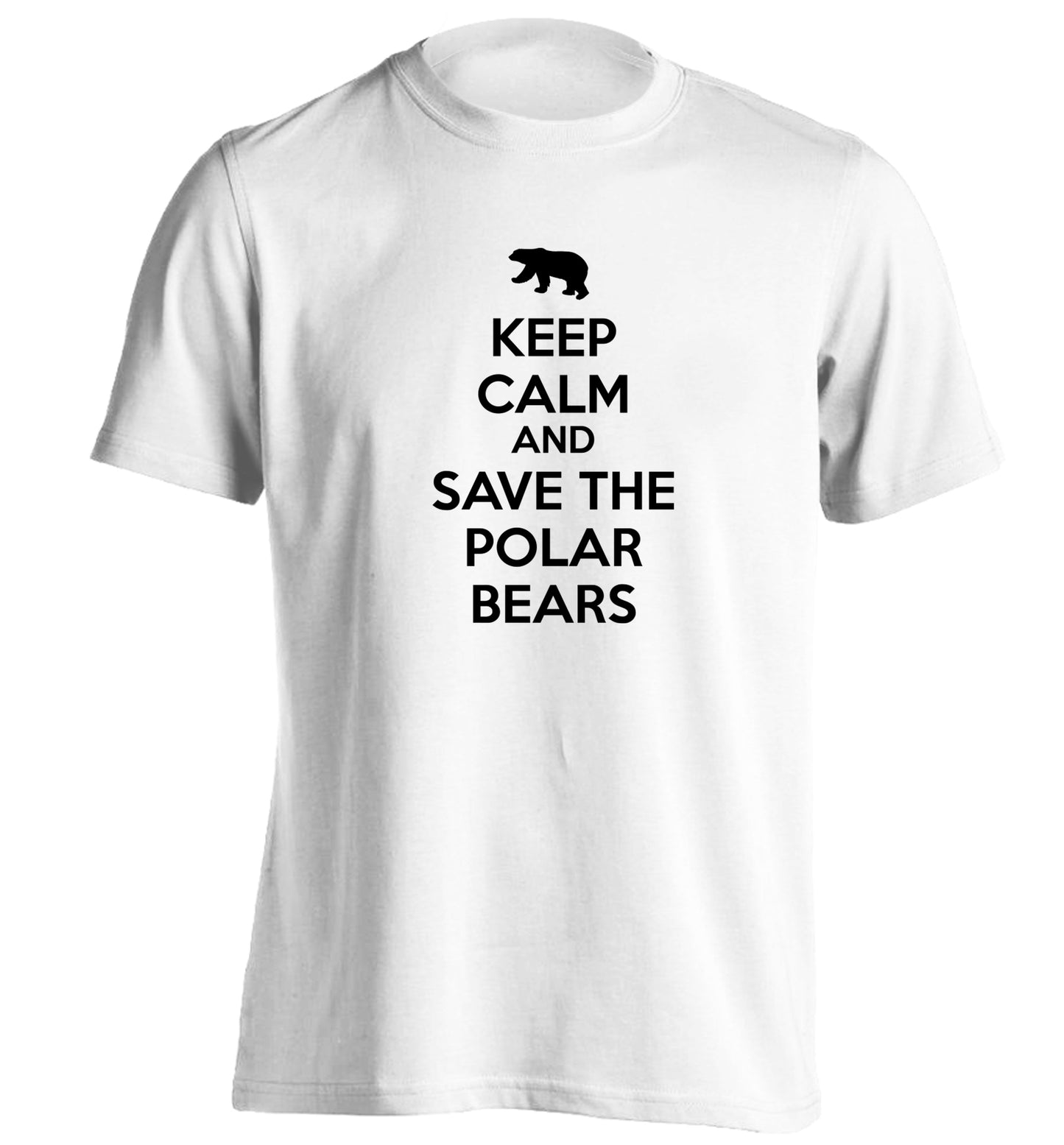Keep calm and save the polar bears adults unisex white Tshirt 2XL
