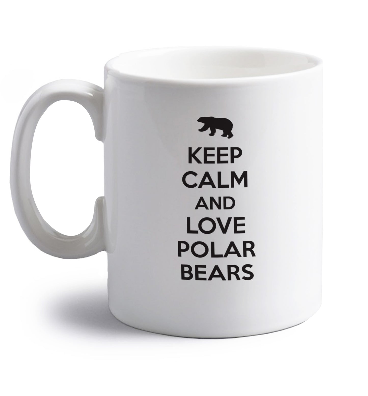 Keep calm and love polar bears right handed white ceramic mug 