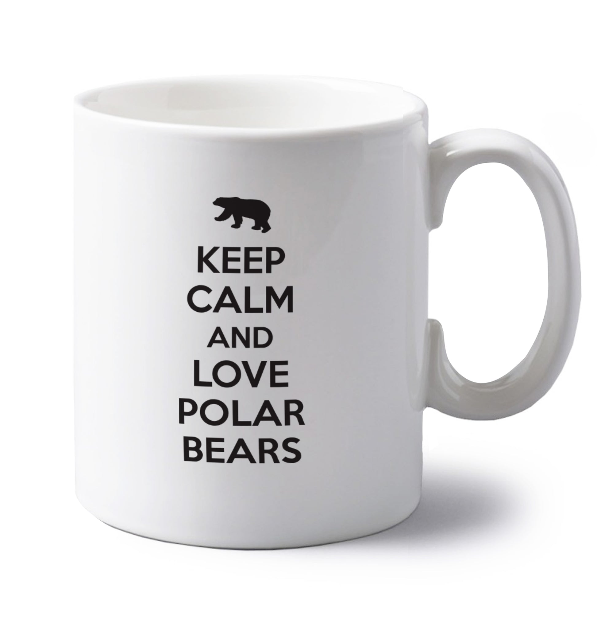 Keep calm and love polar bears left handed white ceramic mug 
