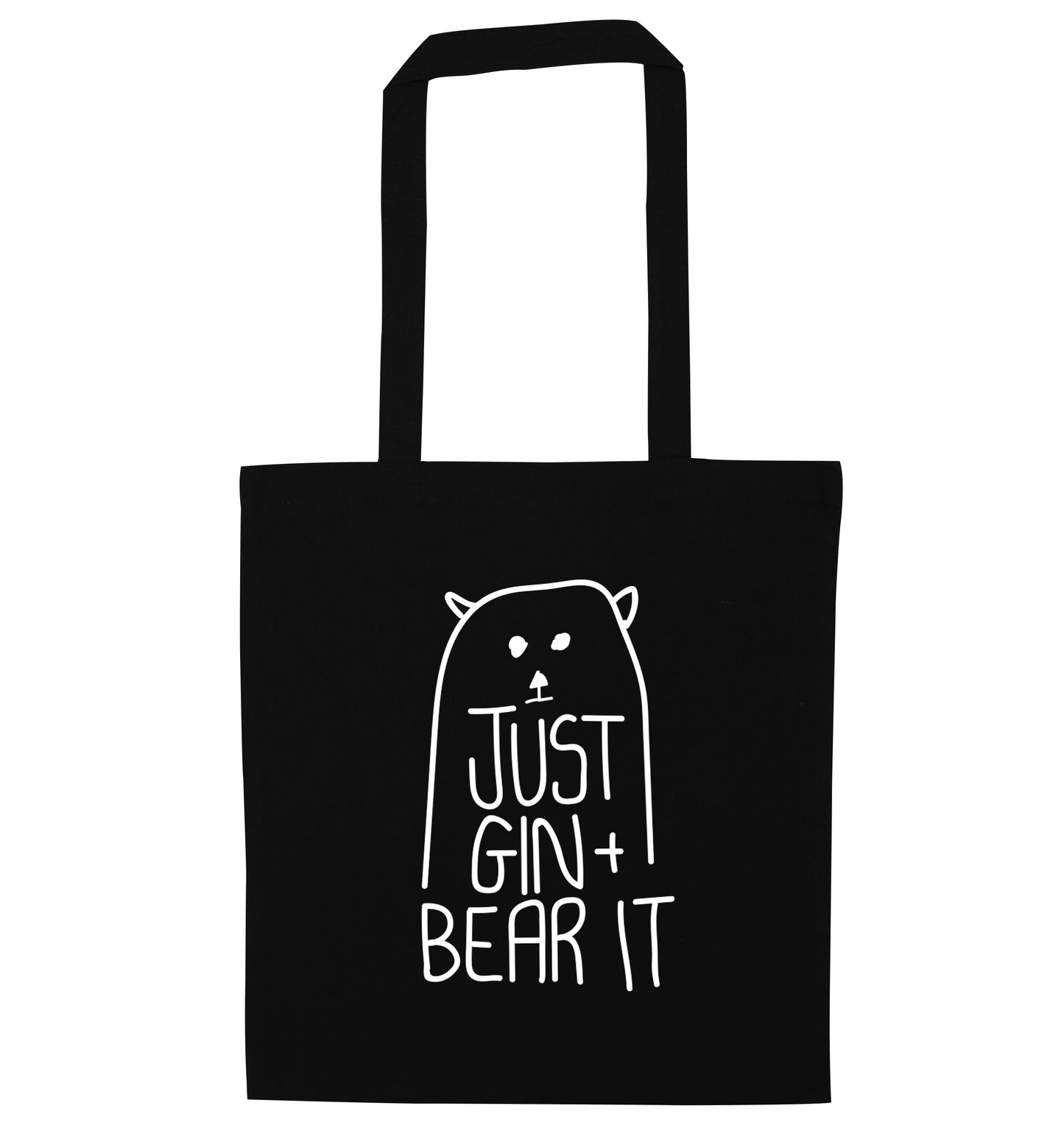 Just gin and bear it black tote bag