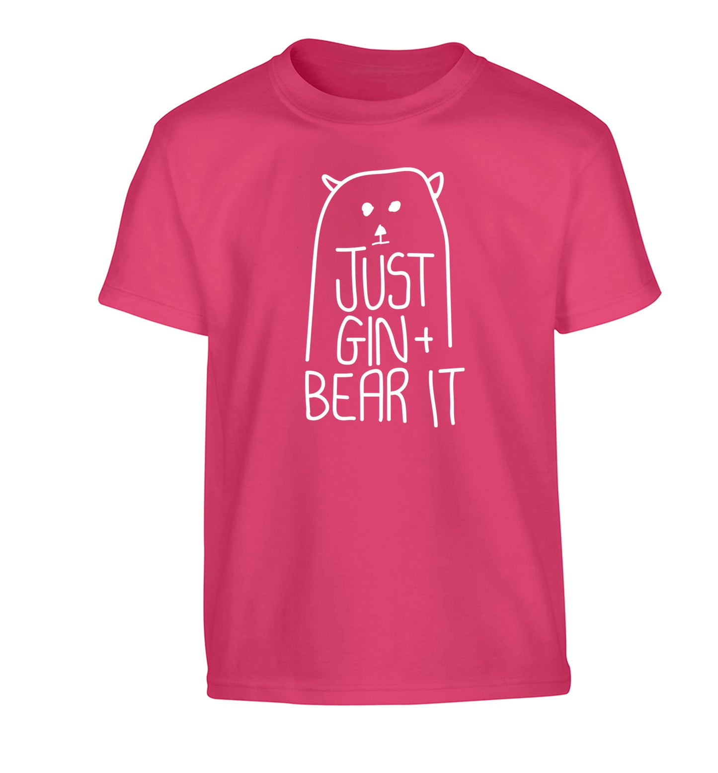 Just gin and bear it Children's pink Tshirt 12-13 Years