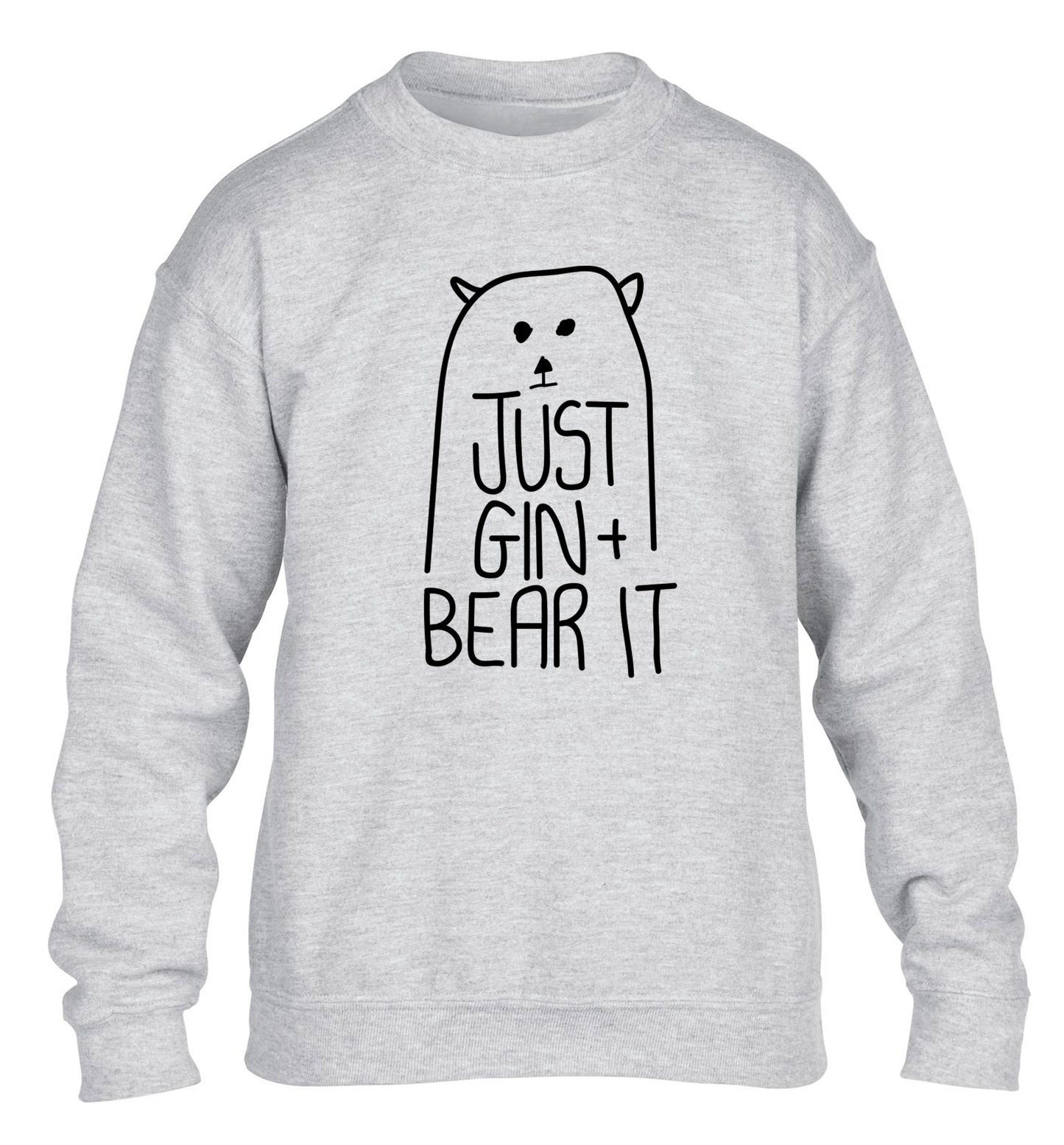 Just gin and bear it children's grey sweater 12-13 Years