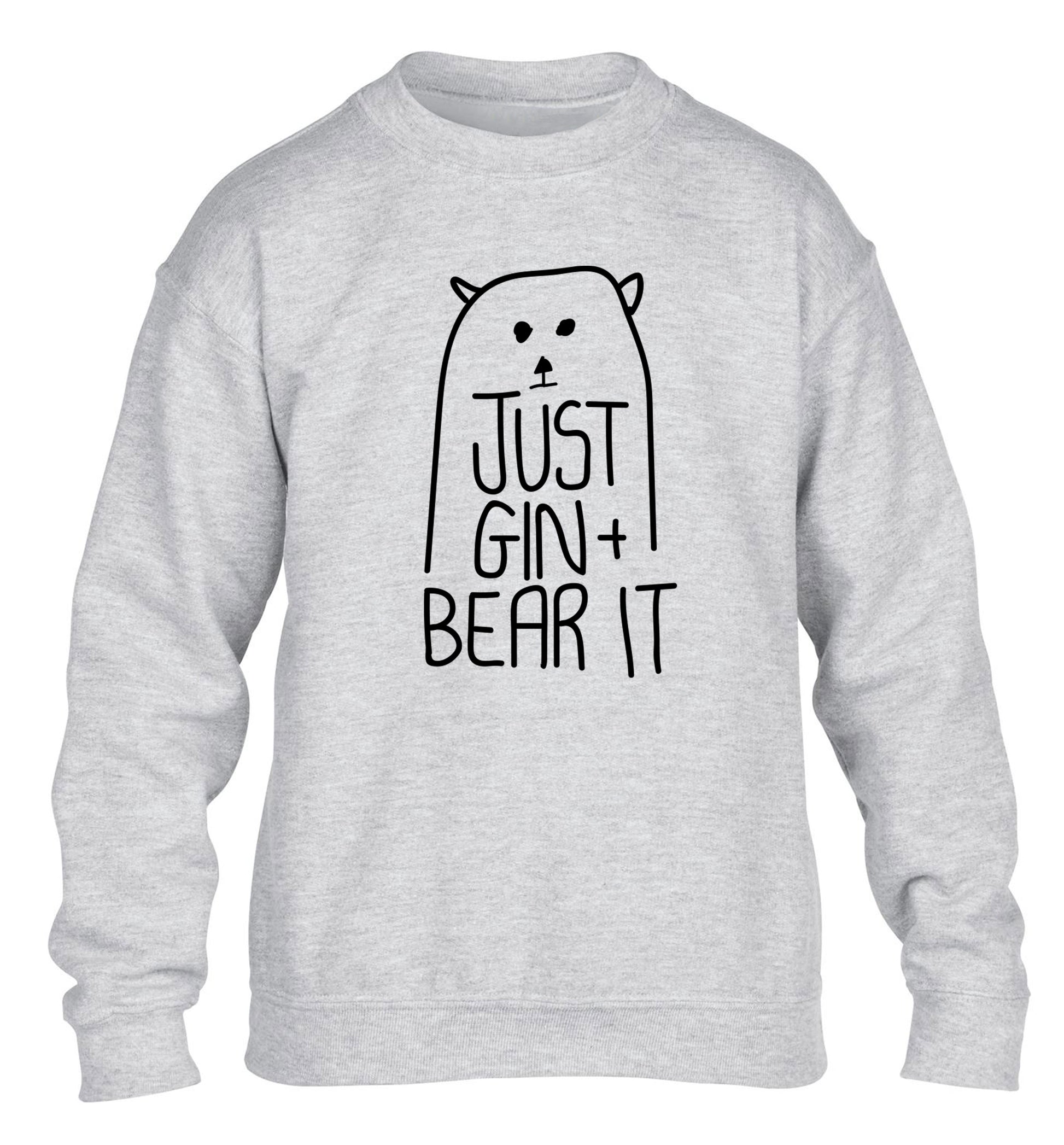 Just gin and bear it children's grey sweater 12-13 Years