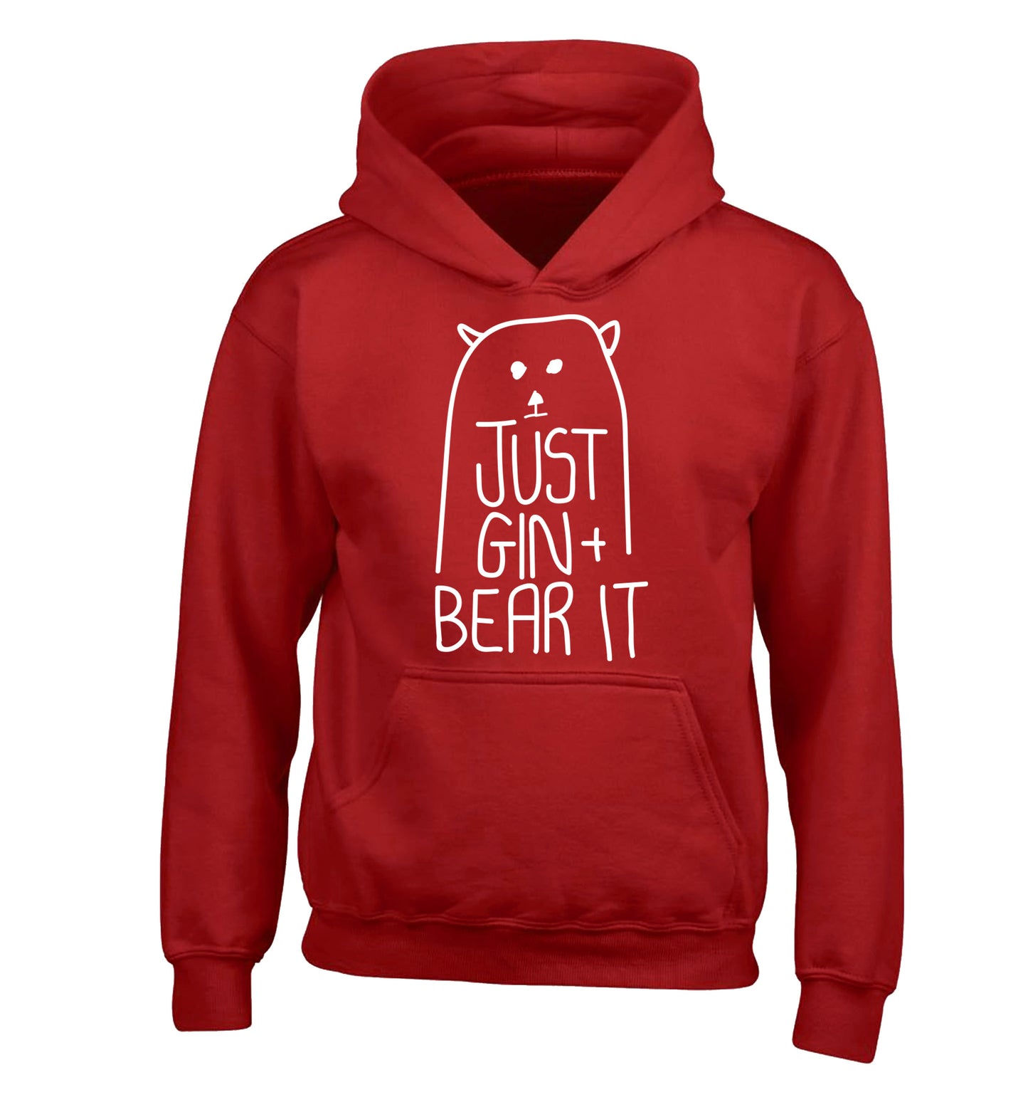 Just gin and bear it children's red hoodie 12-13 Years