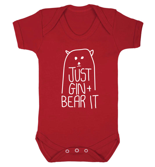Just gin and bear it Baby Vest red 18-24 months