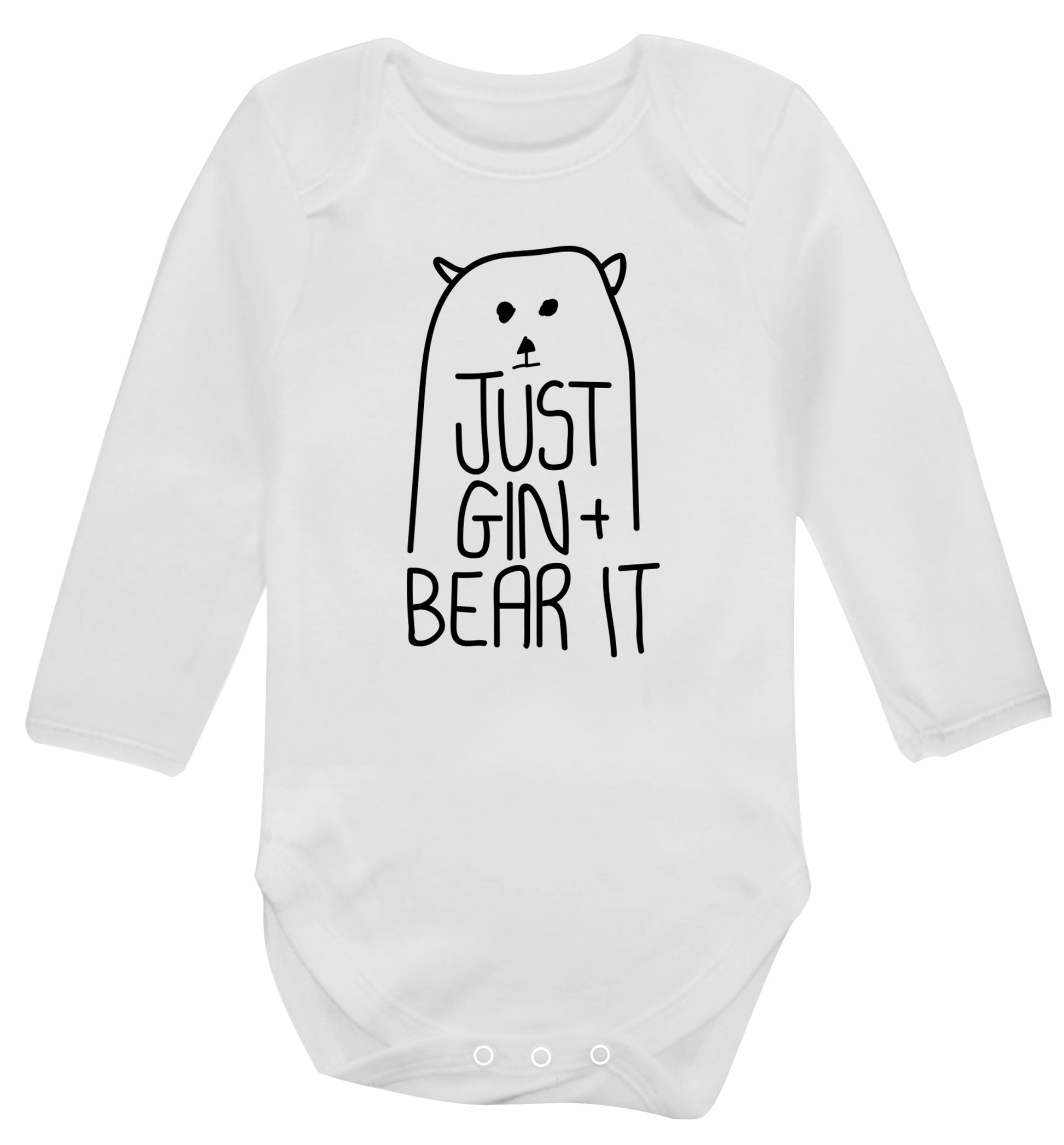 Just gin and bear it Baby Vest long sleeved white 6-12 months