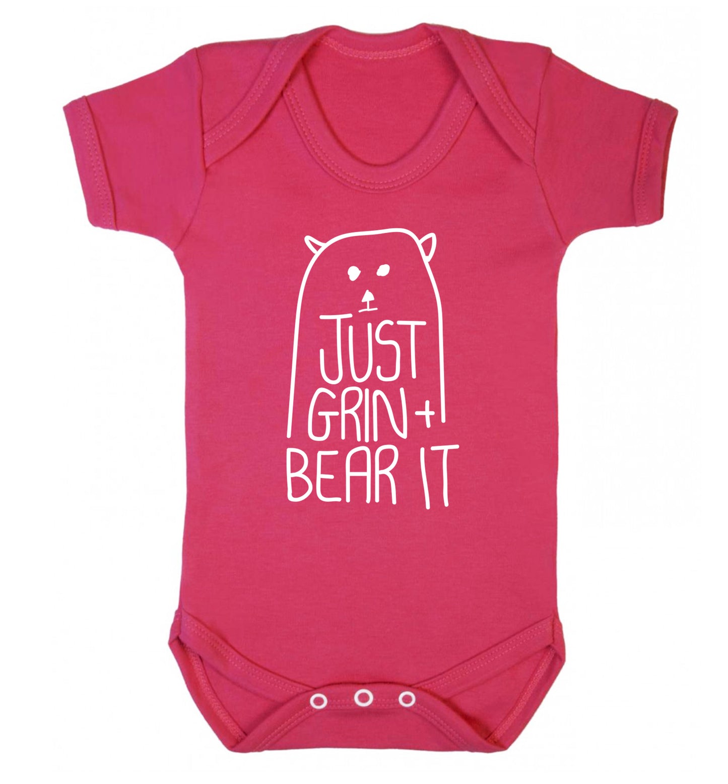 Just grin and bear it Baby Vest dark pink 18-24 months