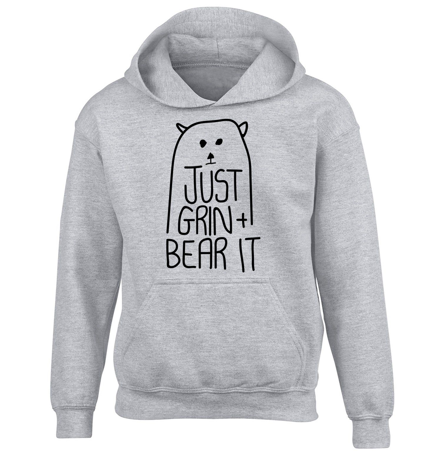 Just grin and bear it children's grey hoodie 12-13 Years