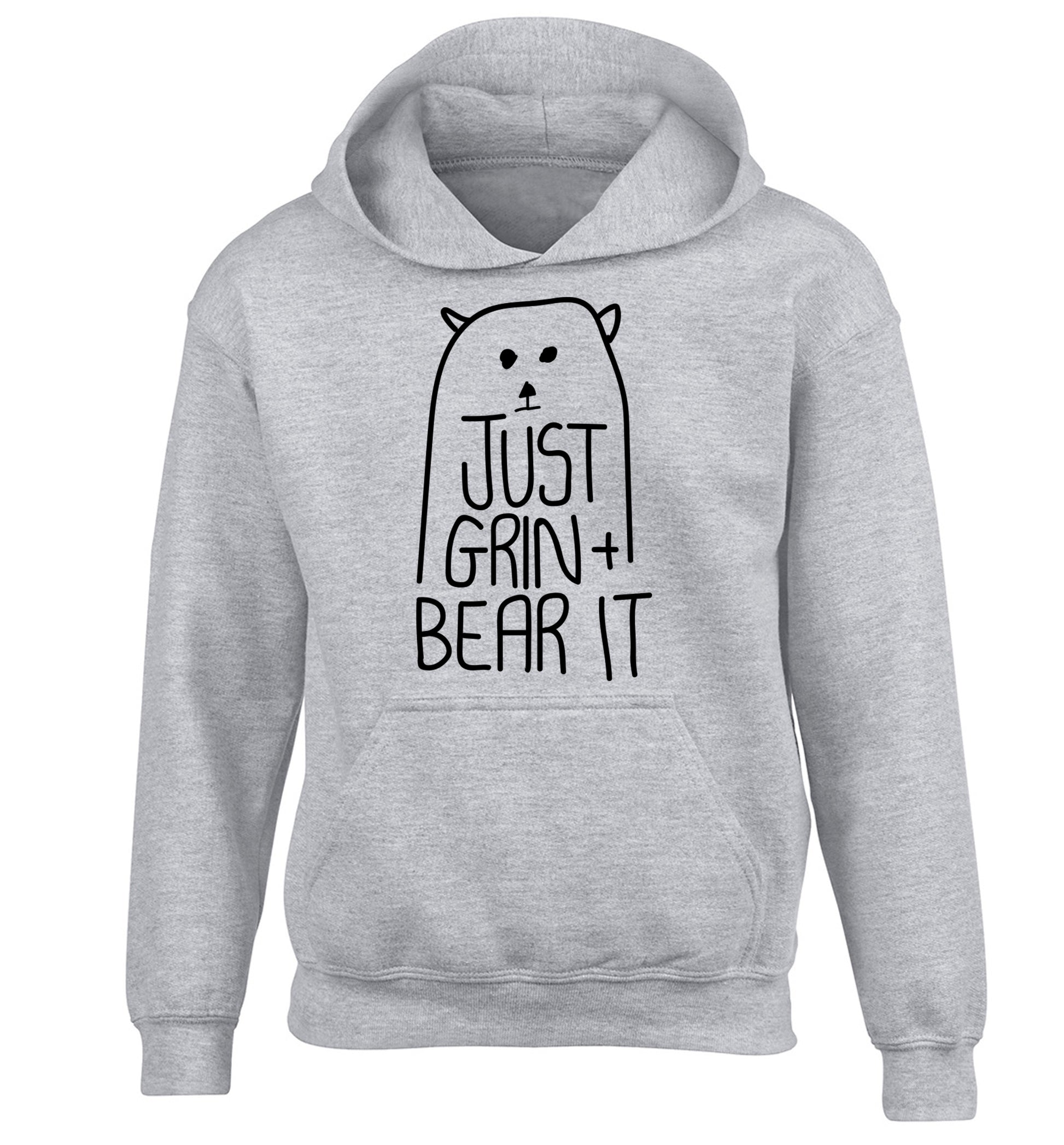 Just grin and bear it children's grey hoodie 12-13 Years