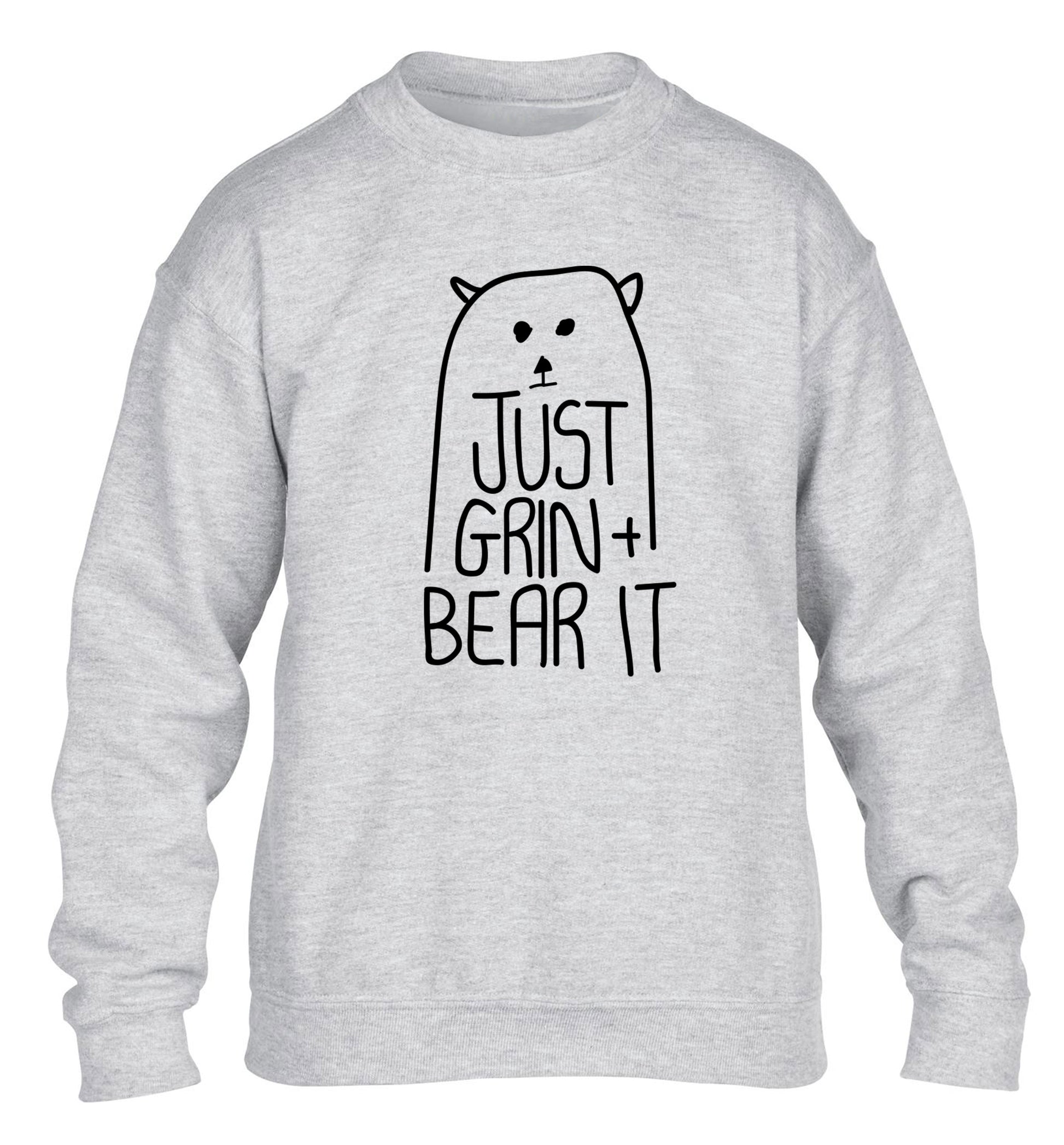 Just grin and bear it children's grey sweater 12-13 Years
