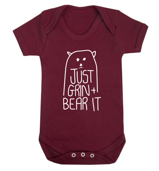 Just grin and bear it Baby Vest maroon 18-24 months