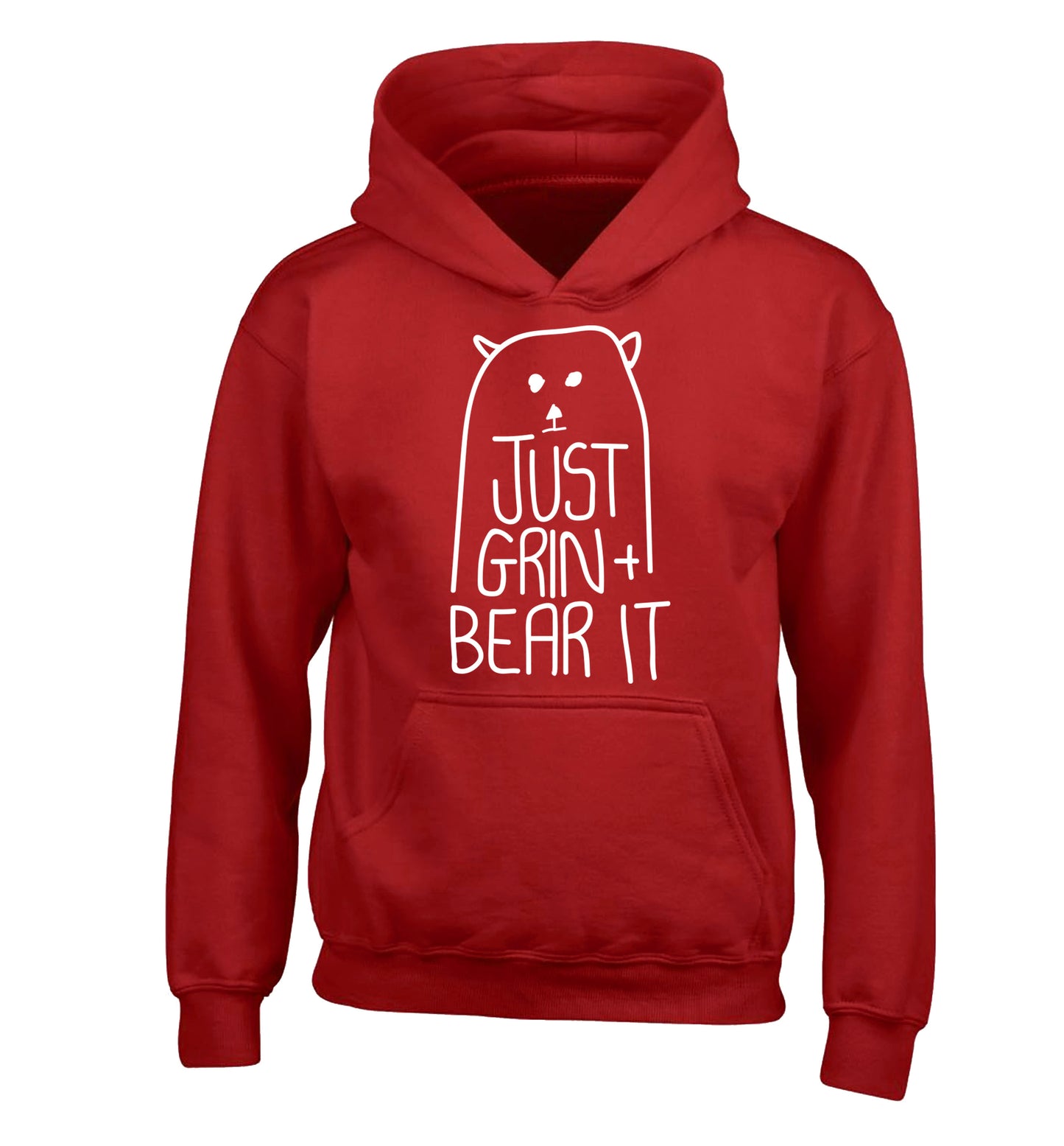 Just grin and bear it children's red hoodie 12-13 Years