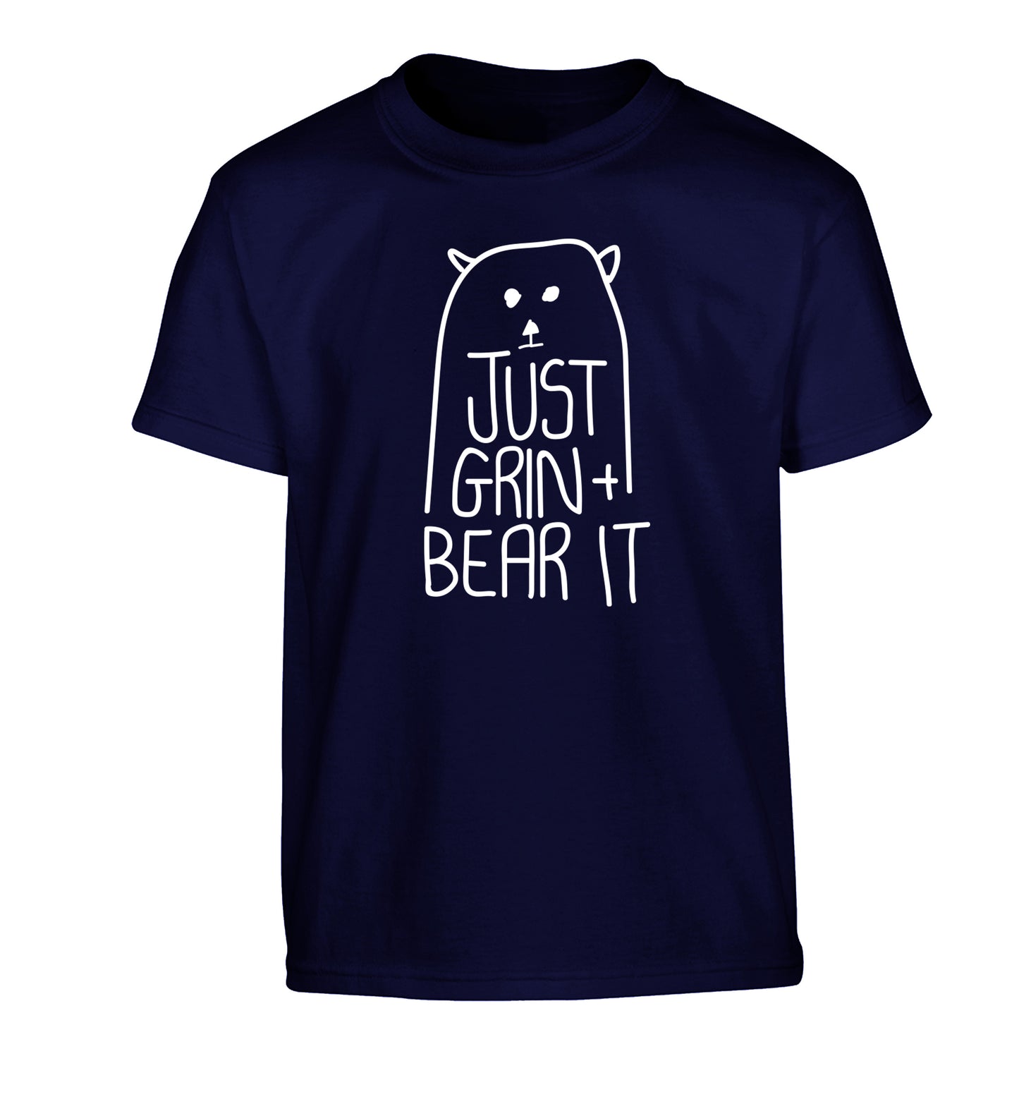 Just grin and bear it Children's navy Tshirt 12-13 Years
