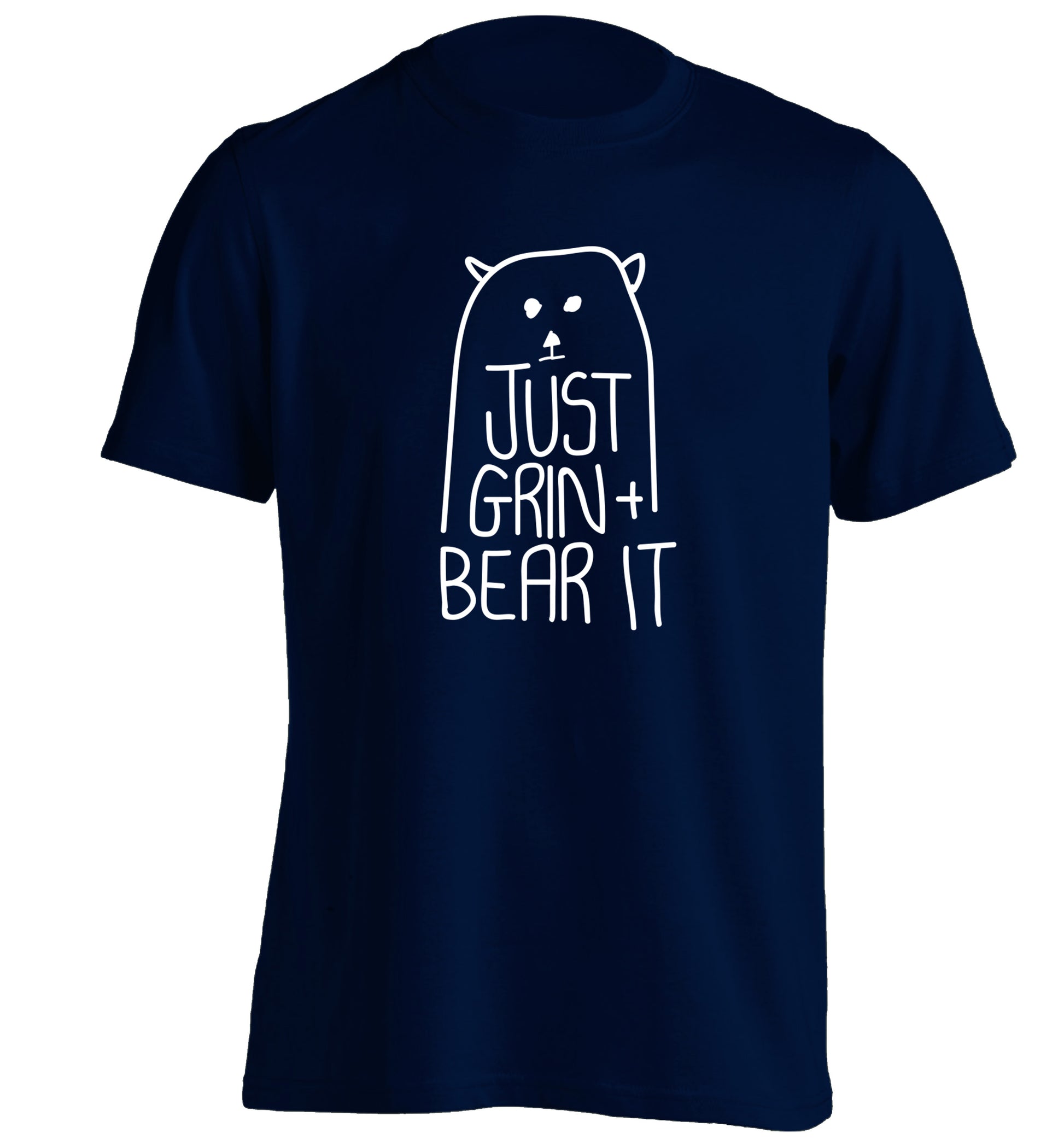 Just grin and bear it adults unisex navy Tshirt 2XL