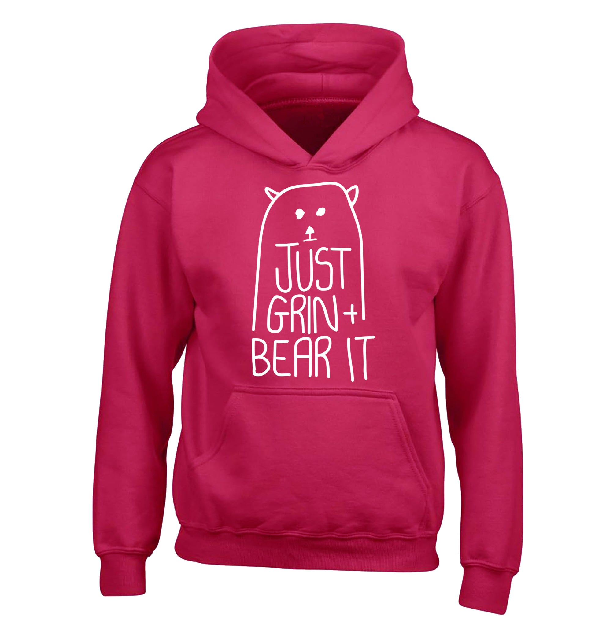 Just grin and bear it children's pink hoodie 12-13 Years