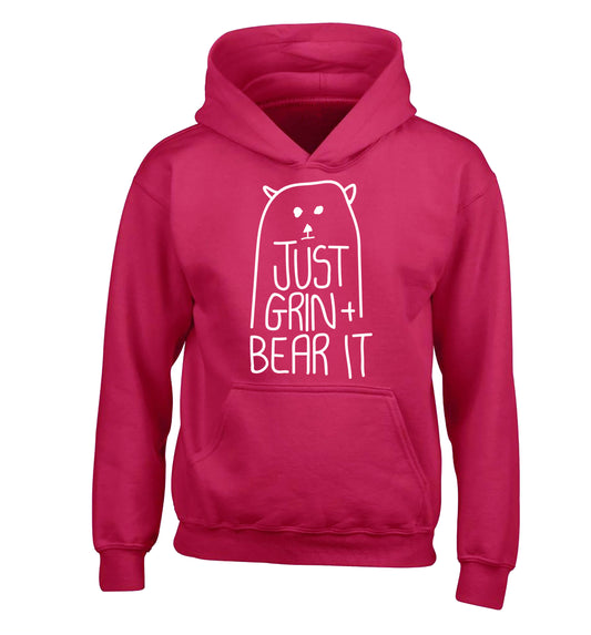 Just grin and bear it children's pink hoodie 12-13 Years