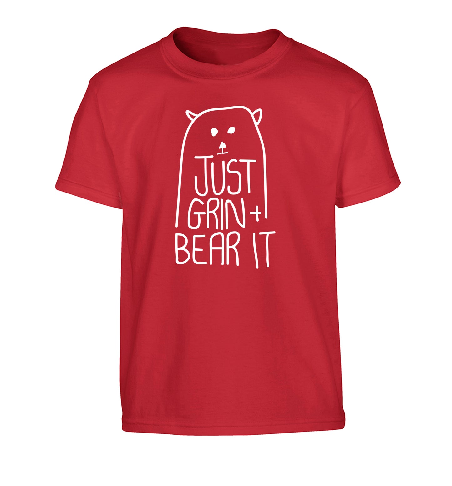 Just grin and bear it Children's red Tshirt 12-13 Years