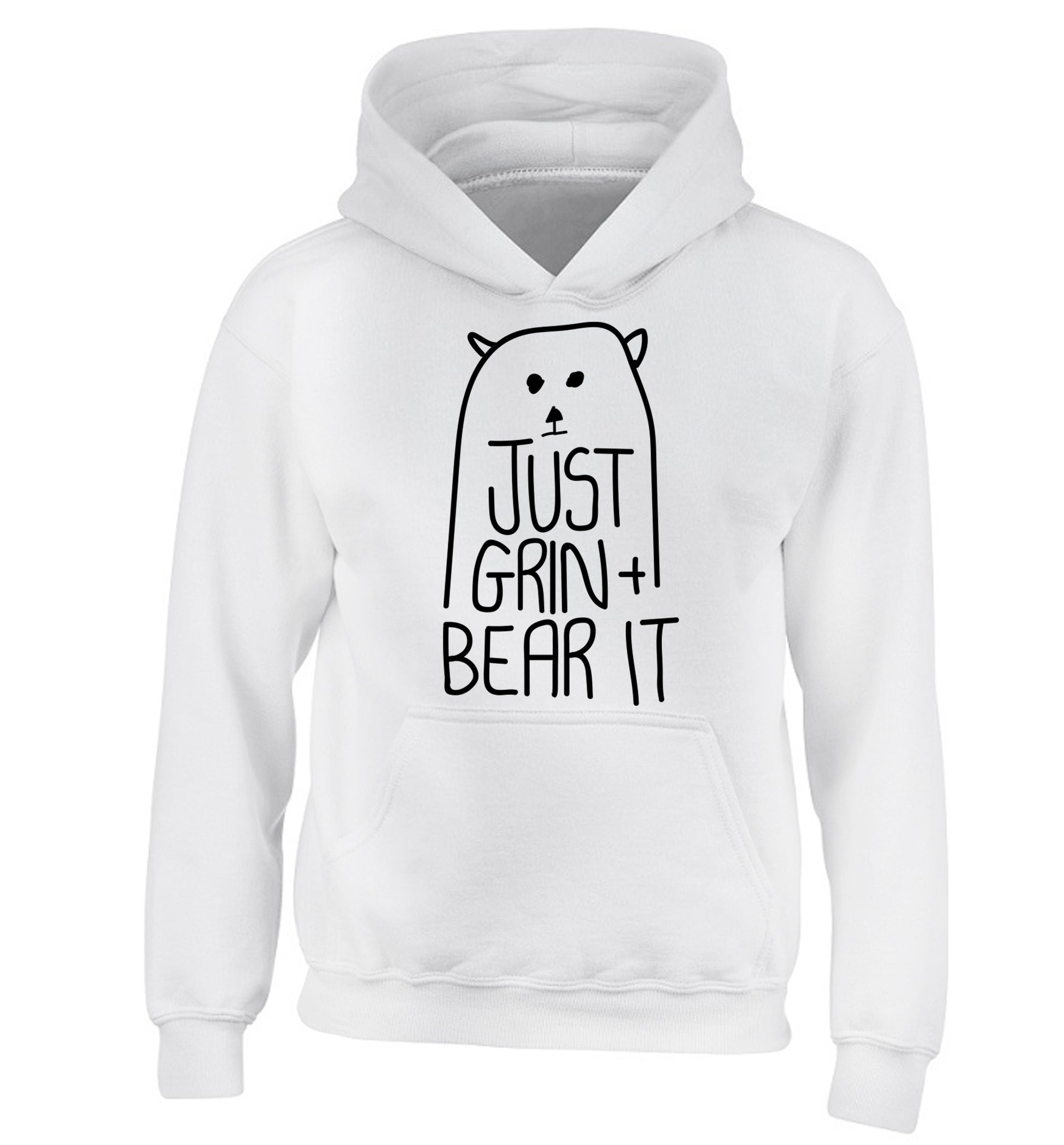 Just grin and bear it children's white hoodie 12-13 Years