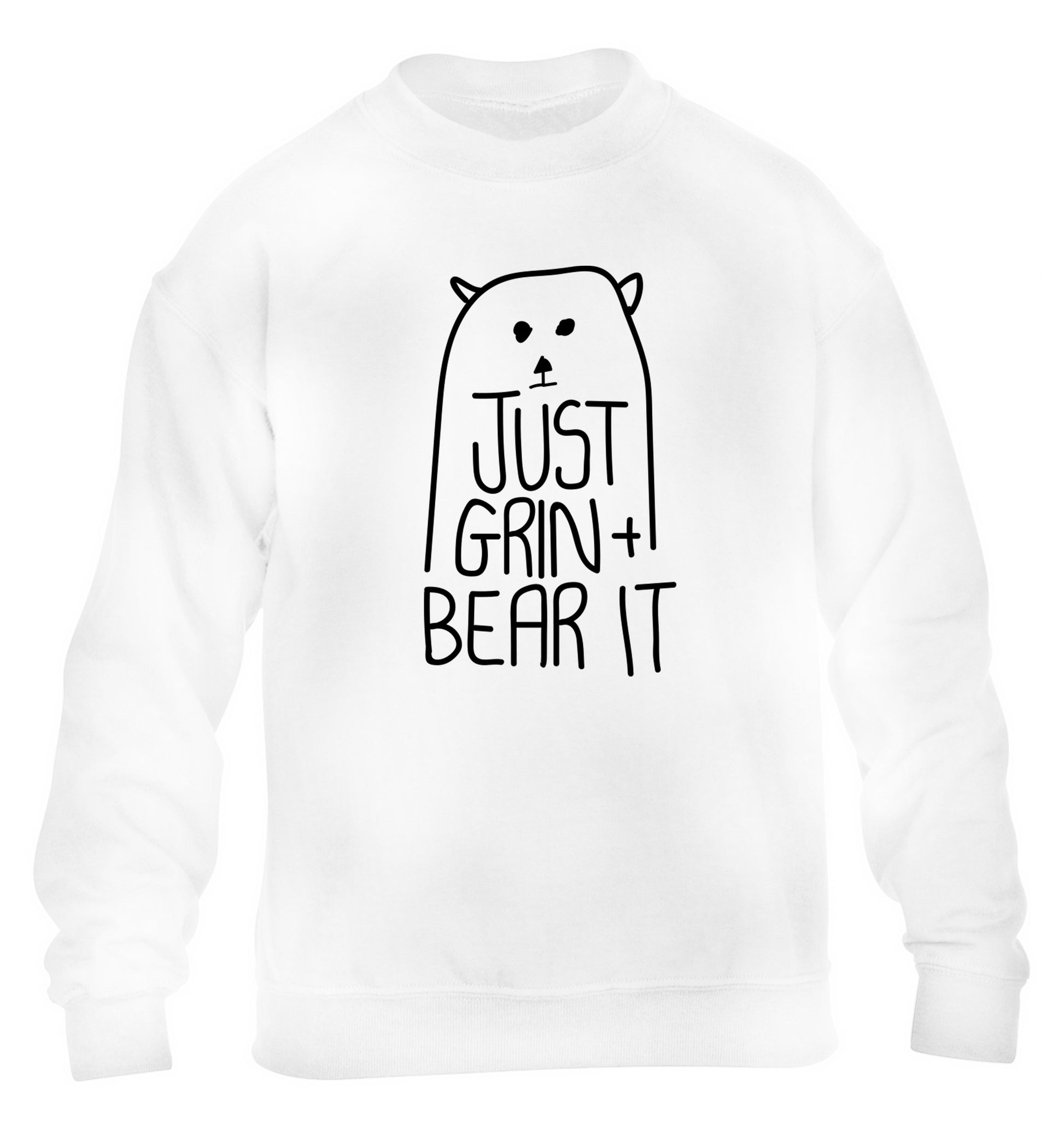 Just grin and bear it children's white sweater 12-13 Years