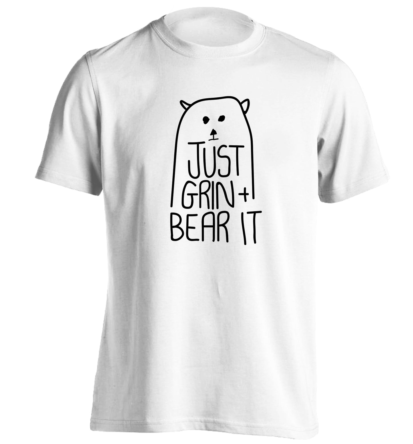 Just grin and bear it adults unisex white Tshirt 2XL