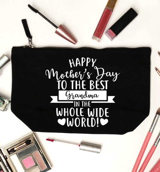 Happy mother's day to the best grandma in the world black makeup bag
