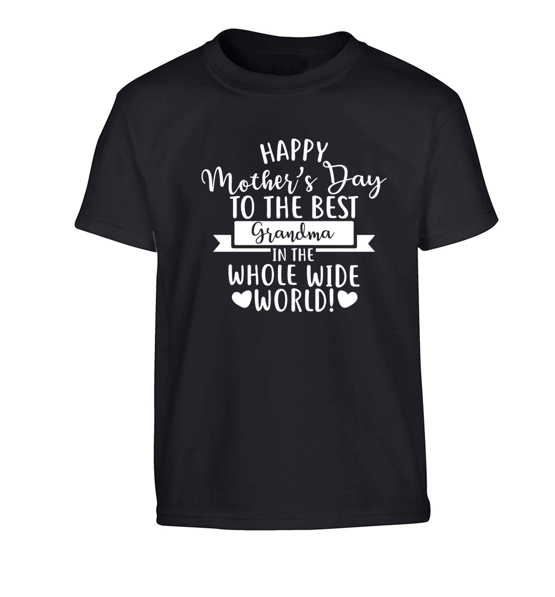 Happy mother's day to the best grandma in the world Children's black Tshirt 12-13 Years