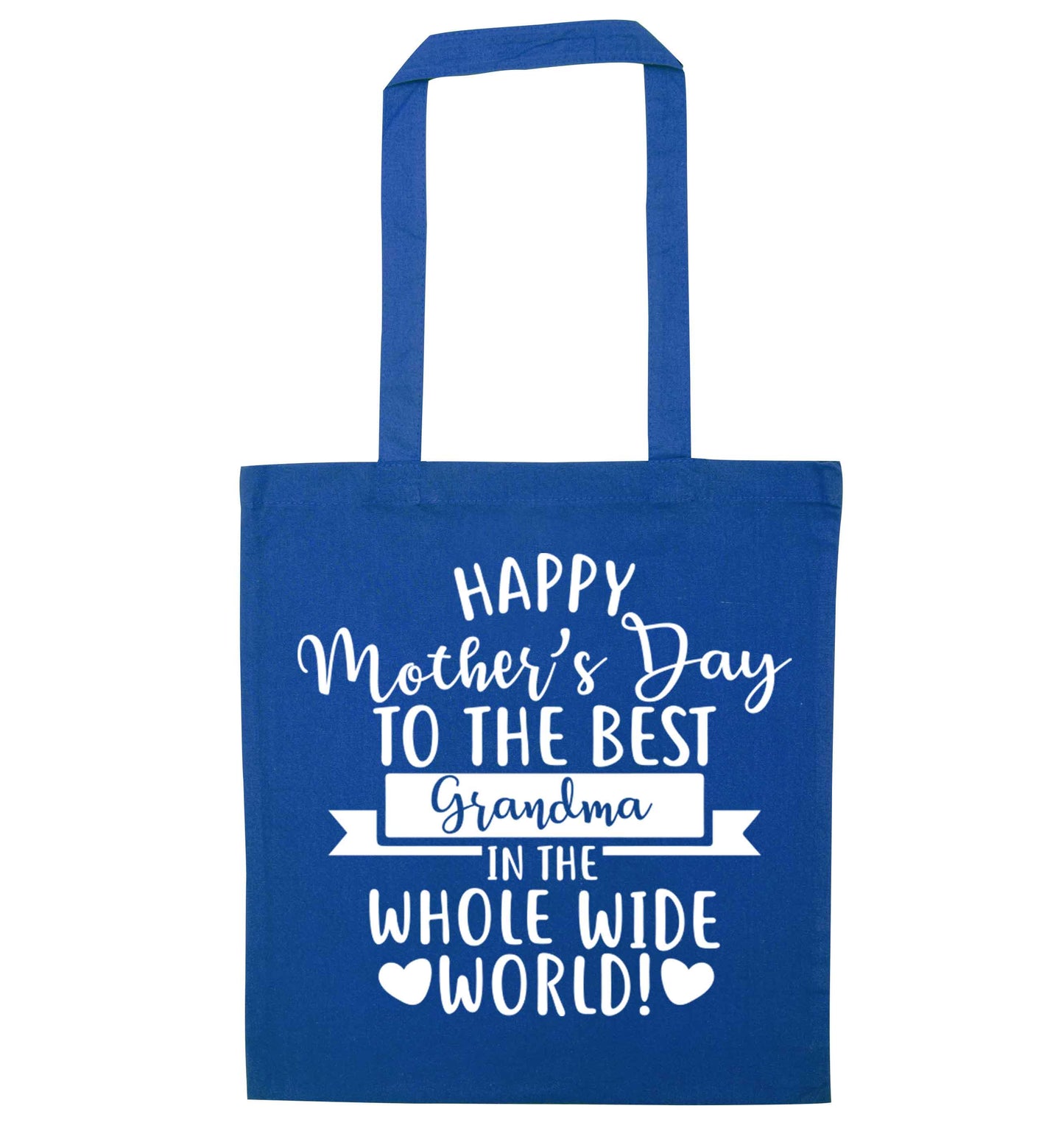 Happy mother's day to the best grandma in the world blue tote bag