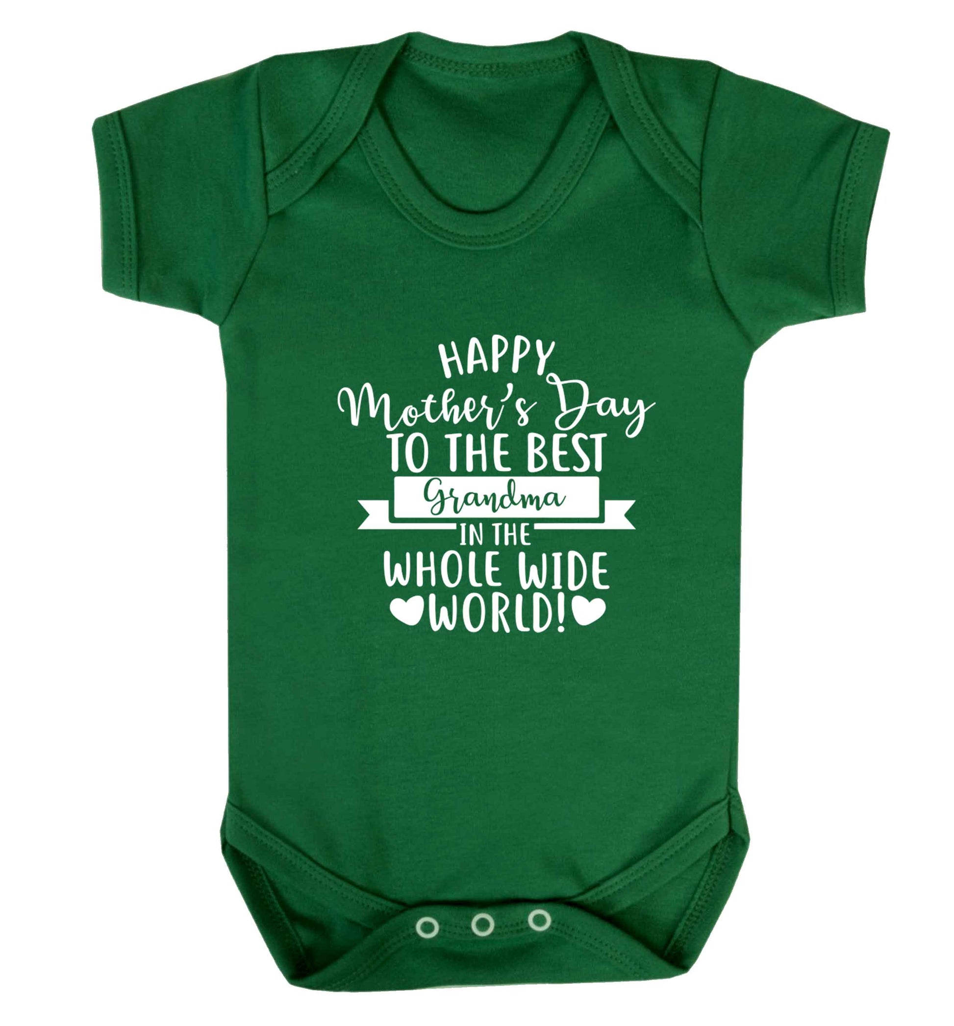Happy mother's day to the best grandma in the world baby vest green 18-24 months