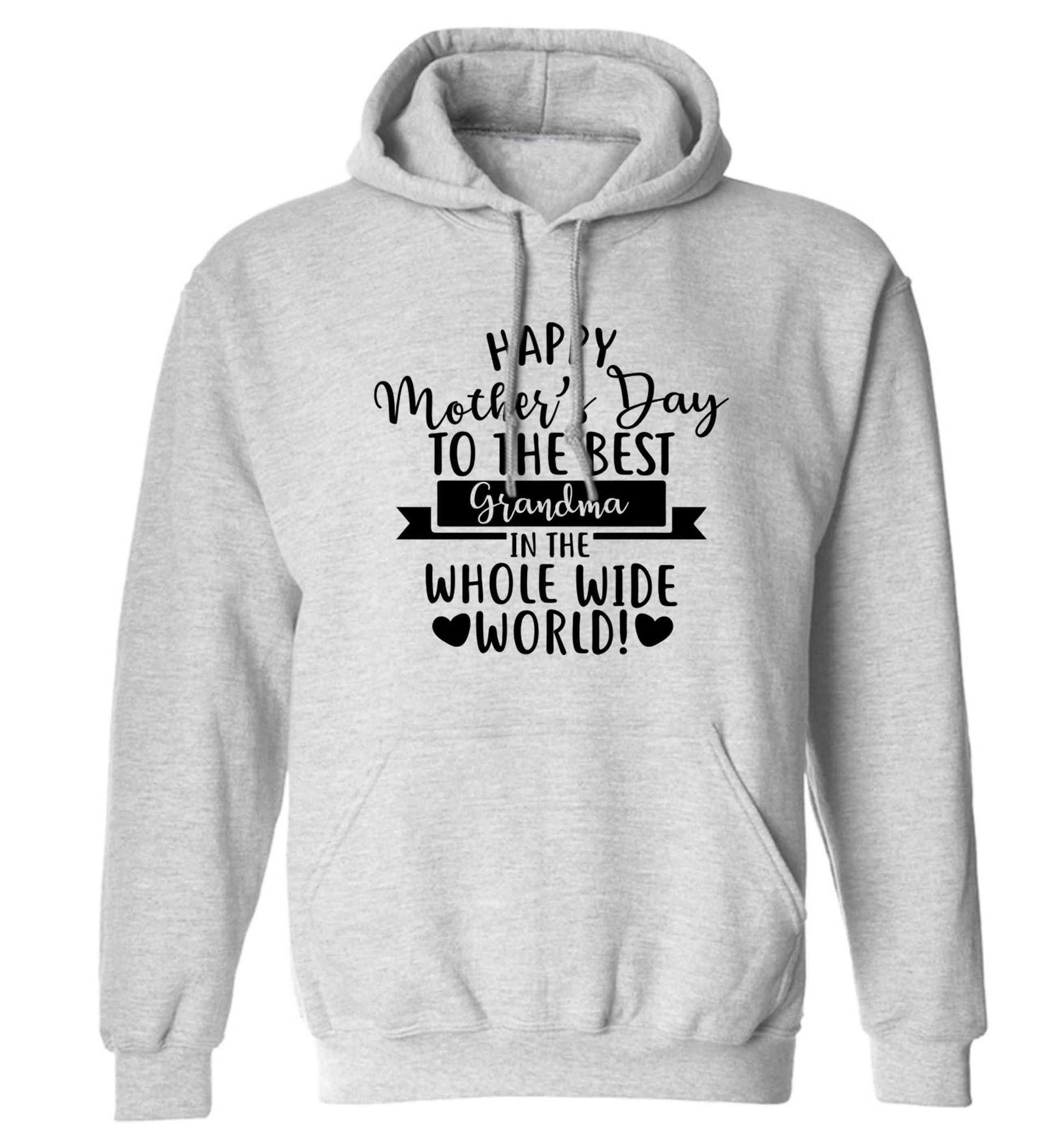Happy mother's day to the best grandma in the world adults unisex grey hoodie 2XL