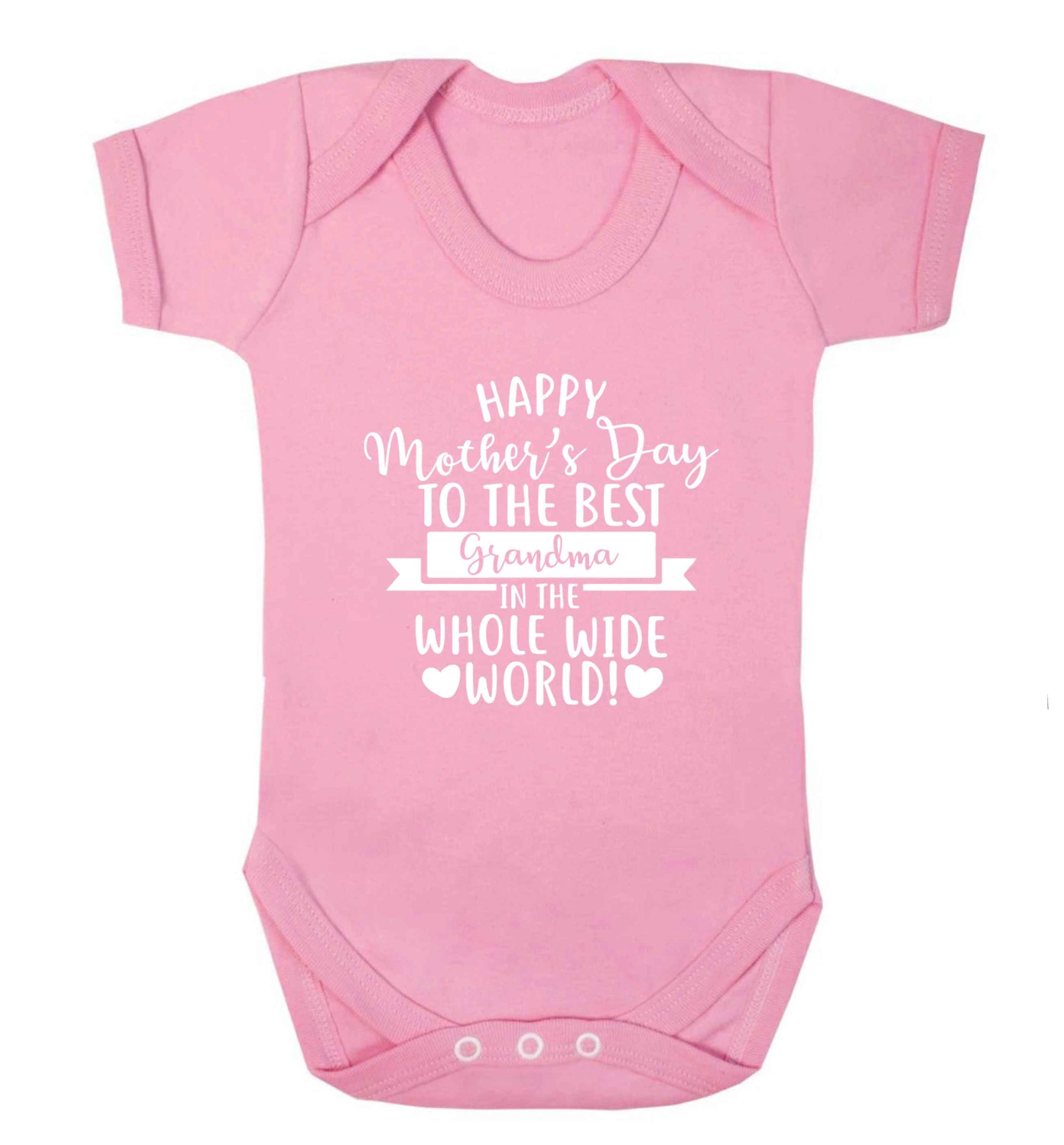 Happy mother's day to the best grandma in the world baby vest pale pink 18-24 months