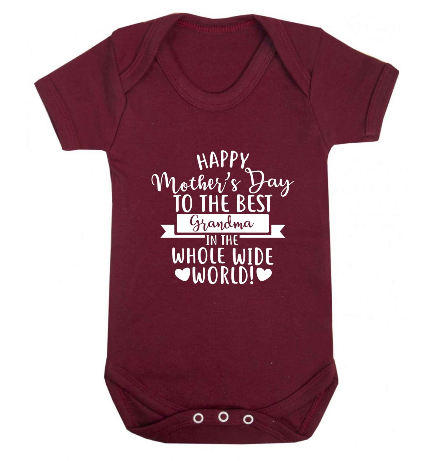 Happy mother's day to the best grandma in the world baby vest maroon 18-24 months