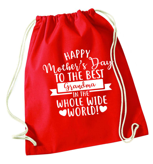 Happy mother's day to the best grandma in the world red drawstring bag 