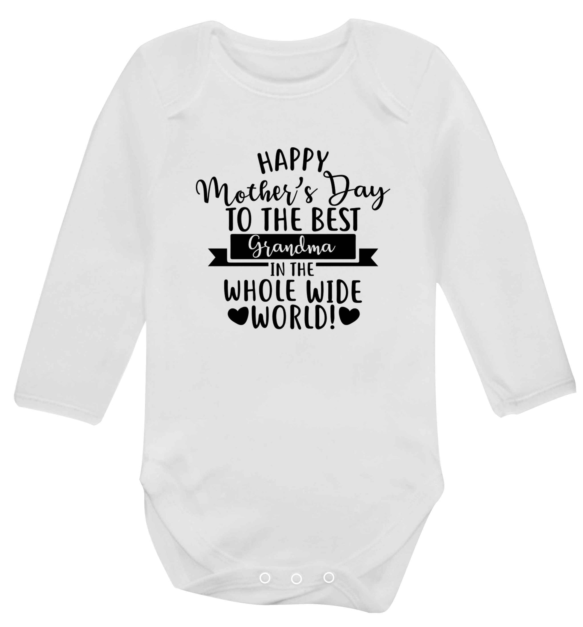 Happy mother's day to the best grandma in the world baby vest long sleeved white 6-12 months