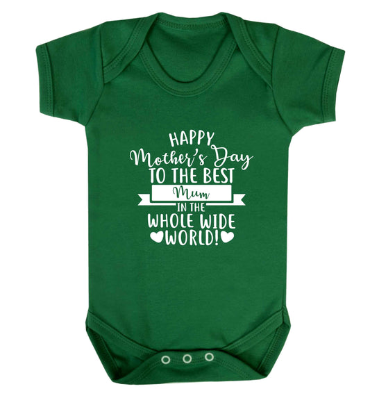 Happy mother's day to the best mum in the world baby vest green 18-24 months