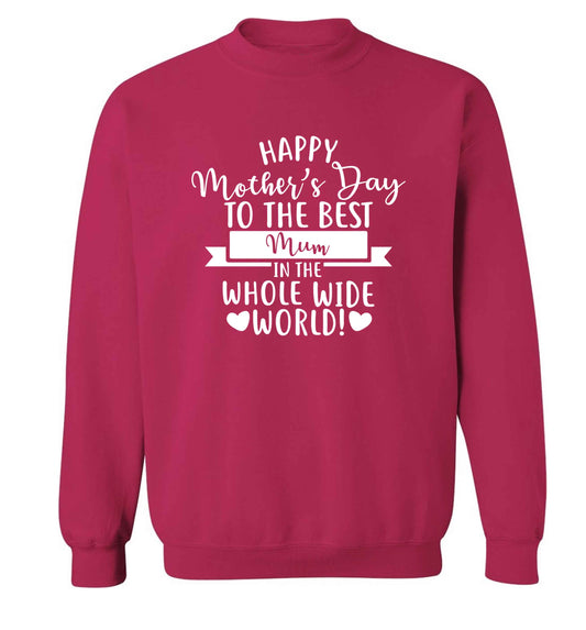 Happy mother's day to the best mum in the world adult's unisex pink sweater 2XL