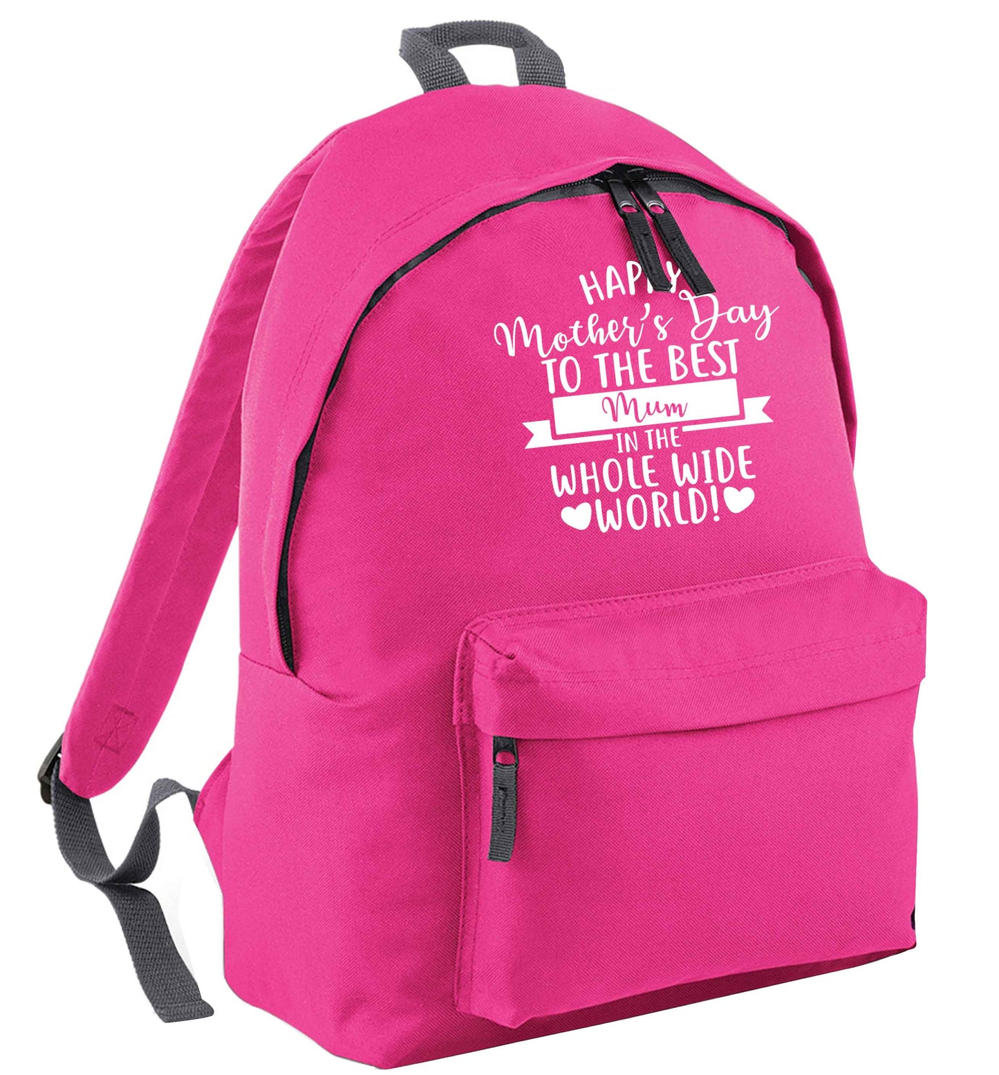 Happy mother's day to the best mum in the world pink childrens backpack