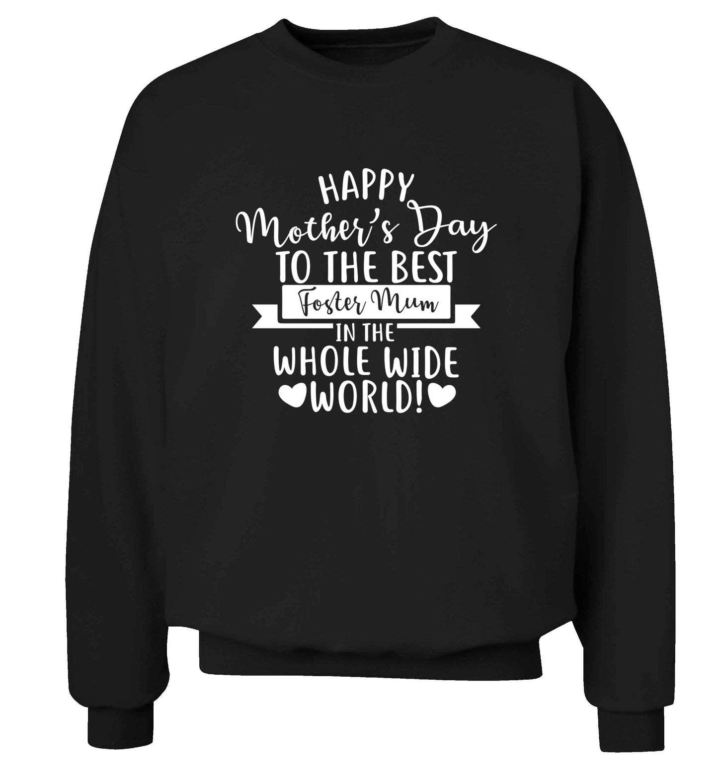 Happy mother's day to the best foster mum in the world adult's unisex black sweater 2XL