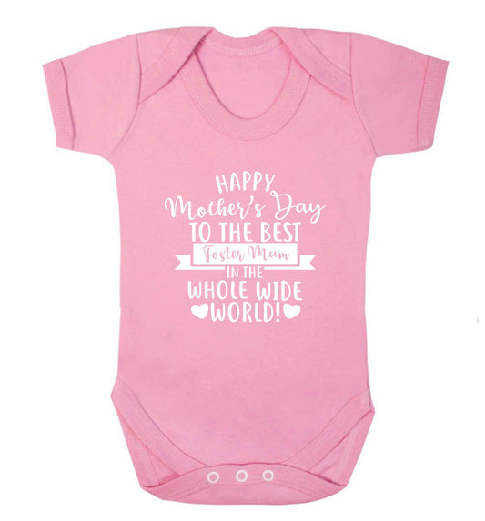 Happy mother's day to the best foster mum in the world baby vest pale pink 18-24 months