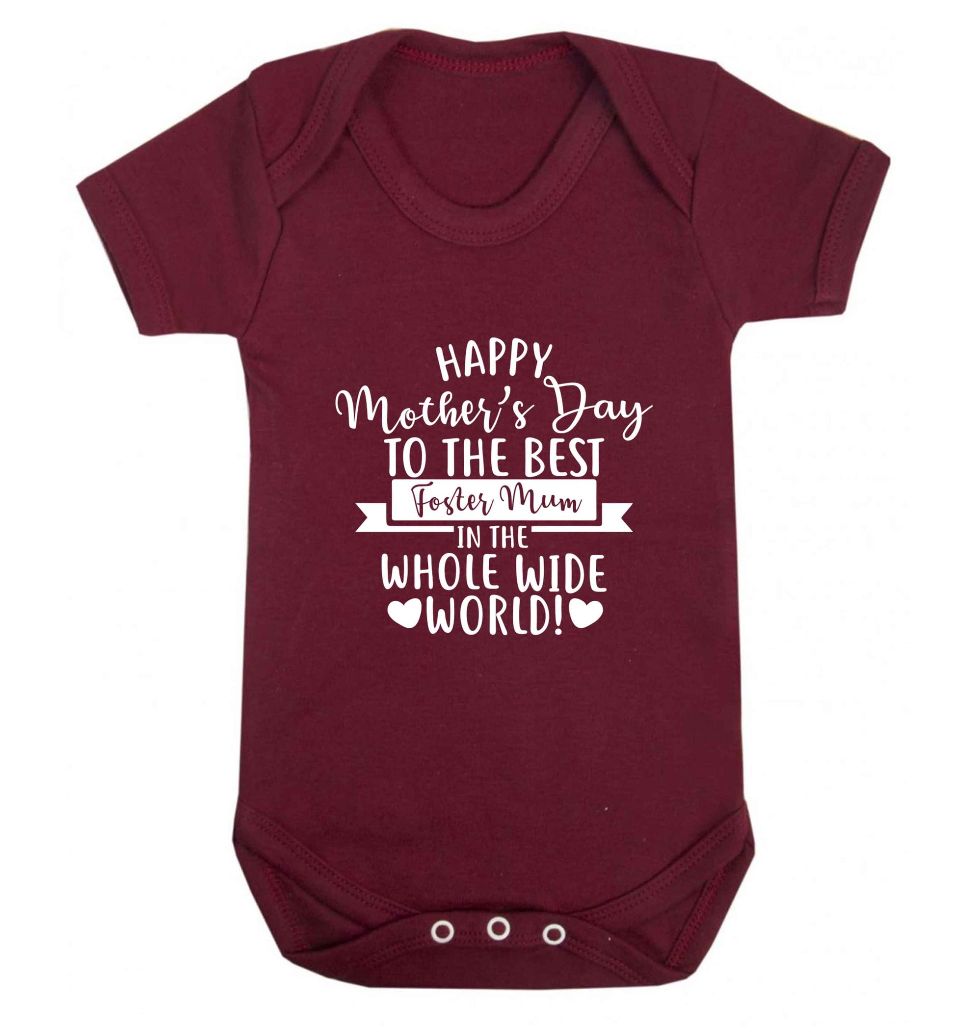 Happy mother's day to the best foster mum in the world baby vest maroon 18-24 months