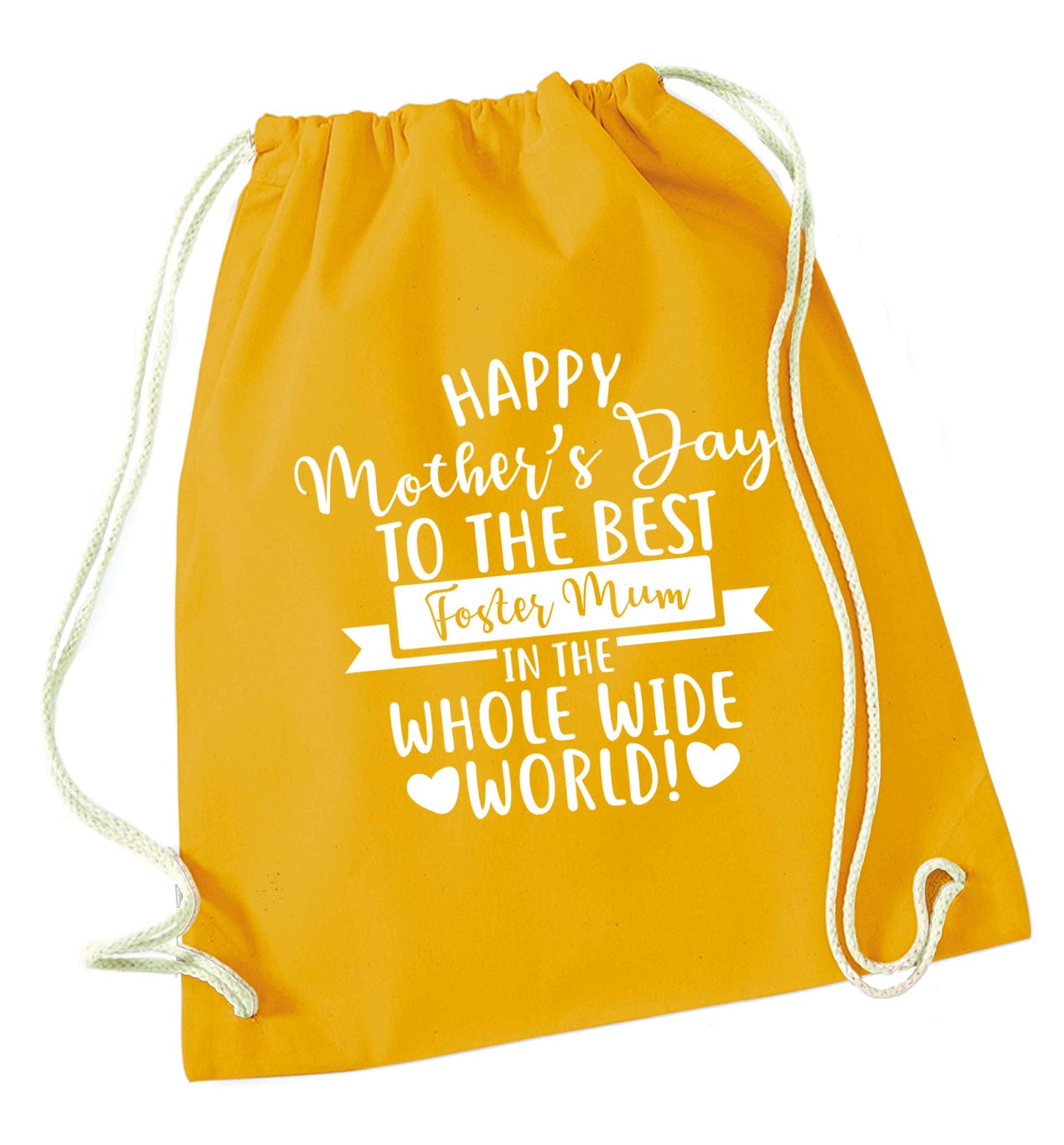 Happy mother's day to the best foster mum in the world mustard drawstring bag