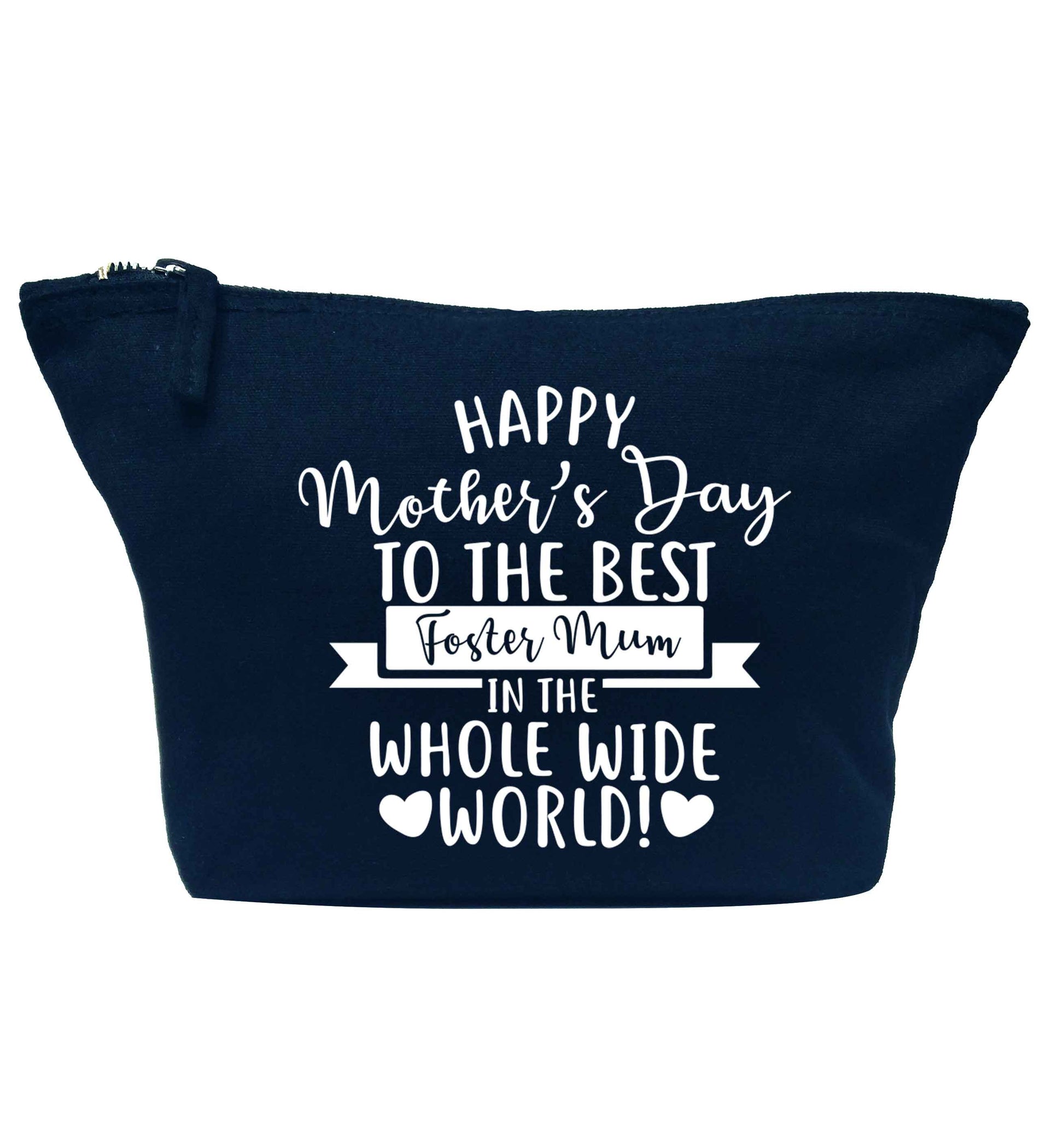 Happy mother's day to the best foster mum in the world navy makeup bag