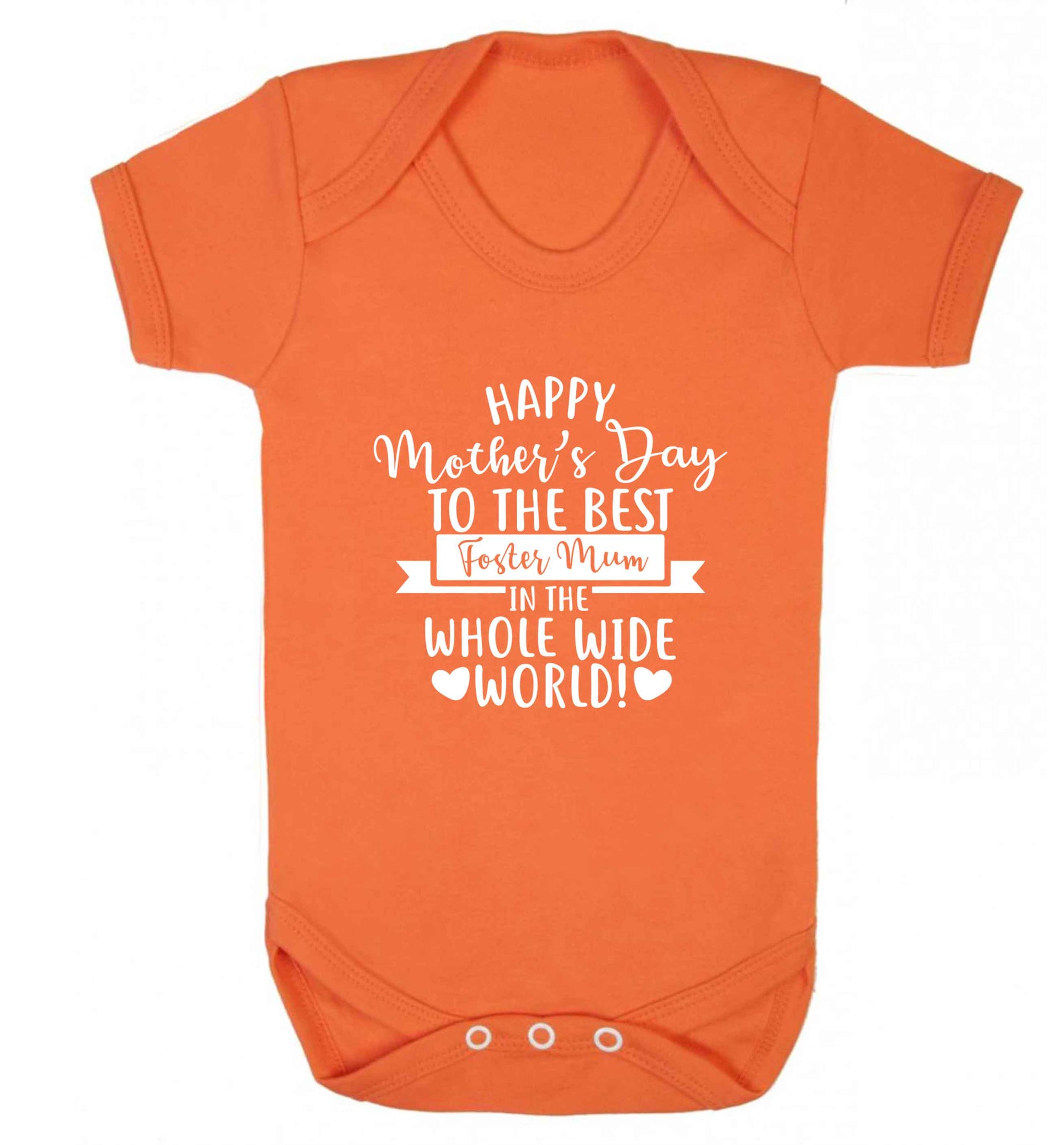 Happy mother's day to the best foster mum in the world baby vest orange 18-24 months