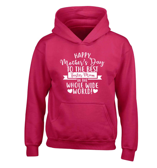 Happy mother's day to the best foster mum in the world children's pink hoodie 12-13 Years