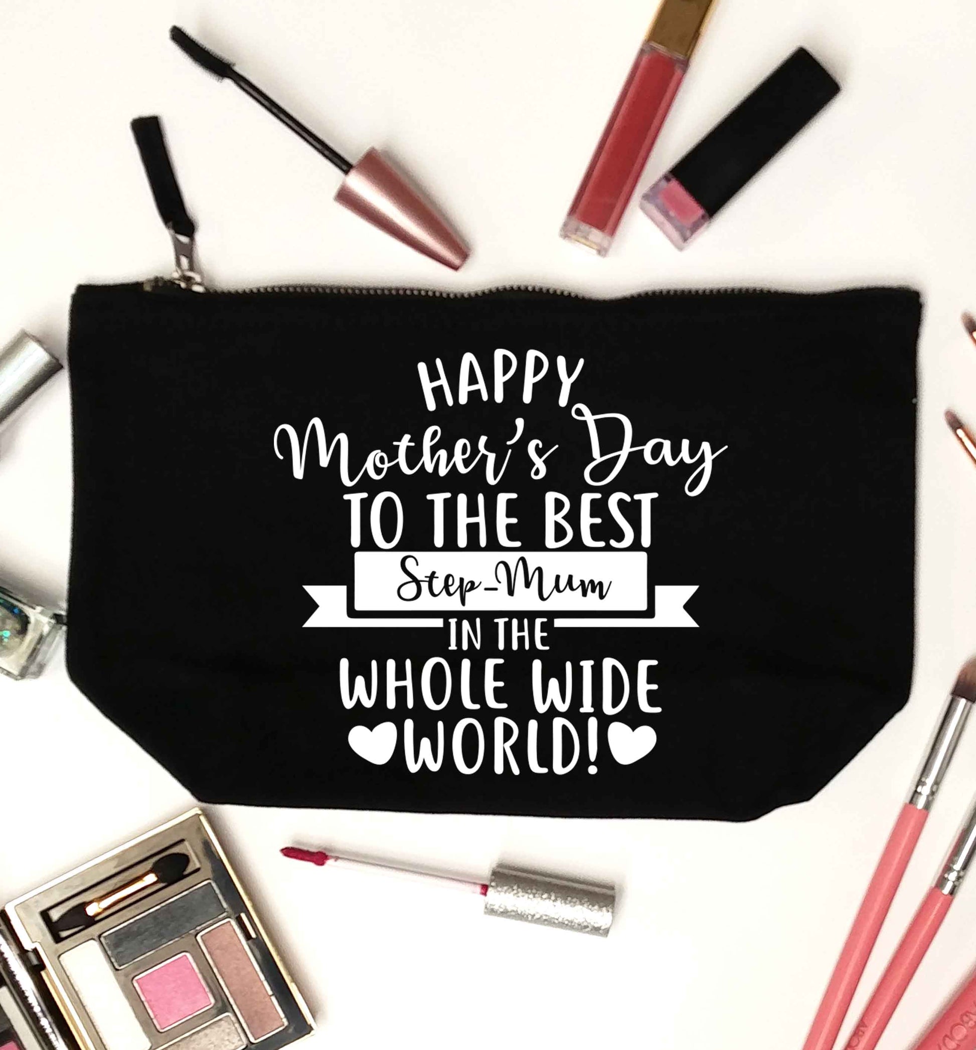 Happy mother's day to the best step-mum in the world black makeup bag