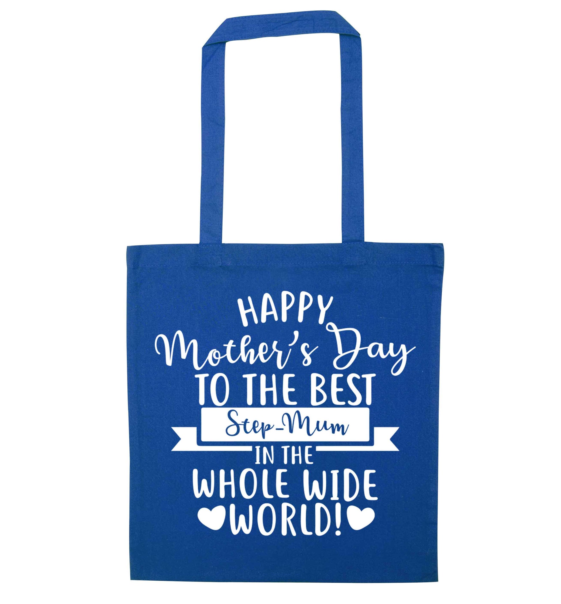 Happy mother's day to the best step-mum in the world blue tote bag