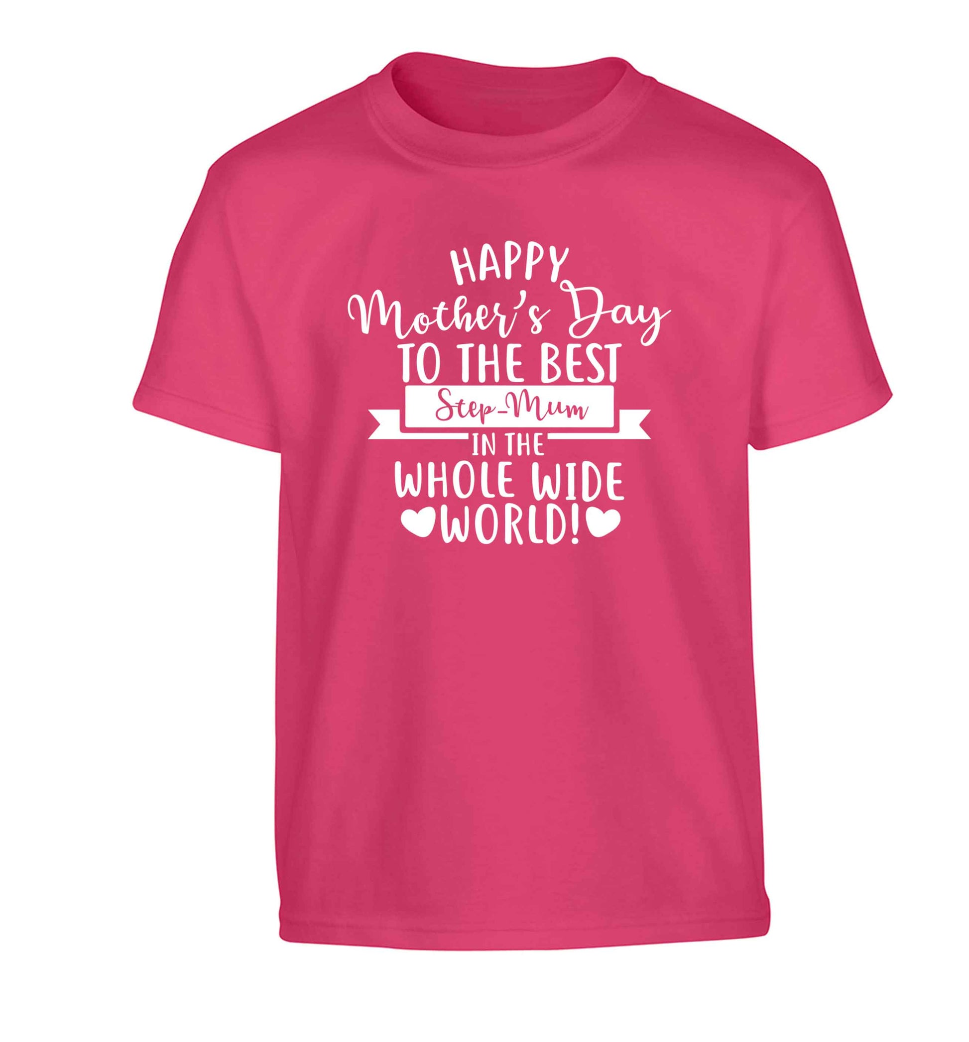 Happy mother's day to the best step-mum in the world Children's pink Tshirt 12-13 Years