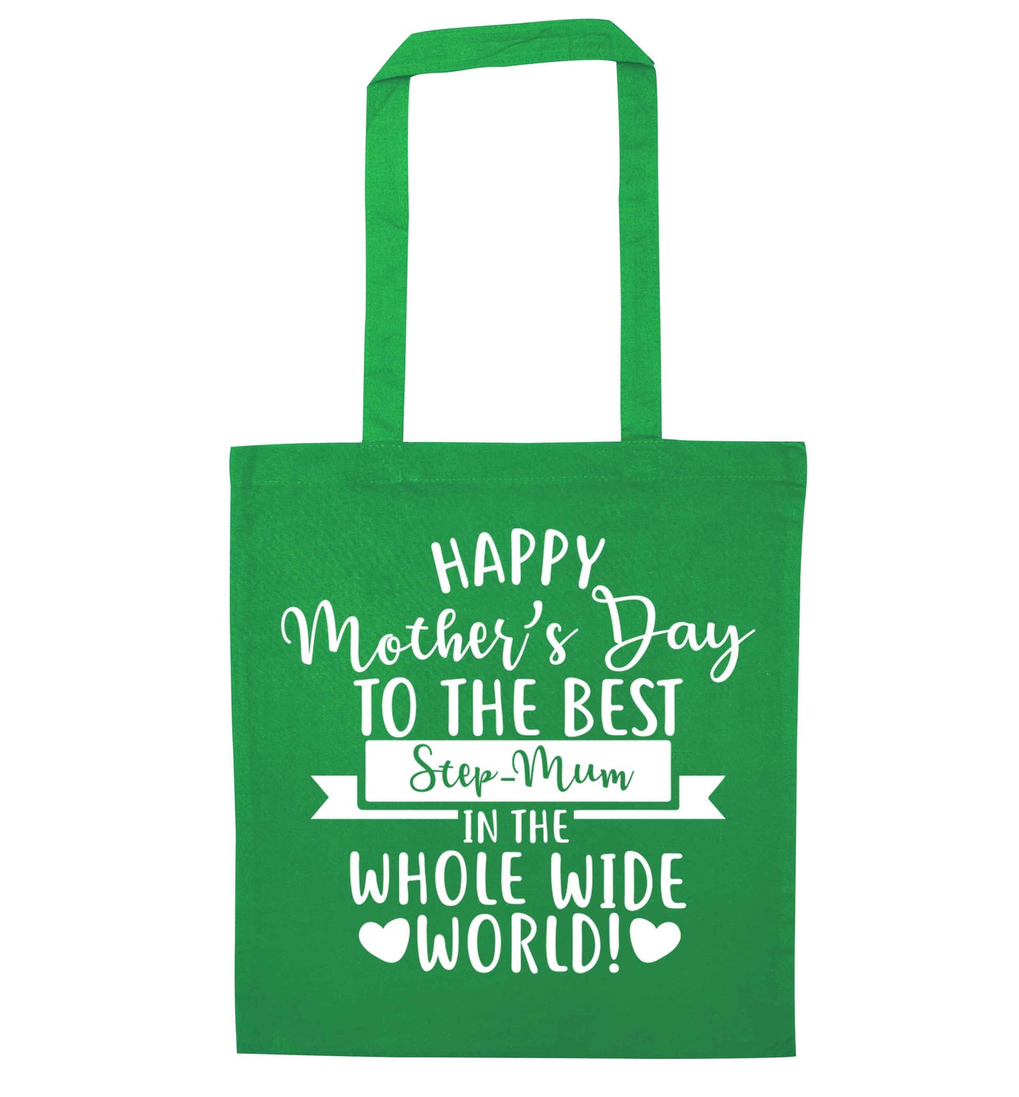 Happy mother's day to the best step-mum in the world green tote bag