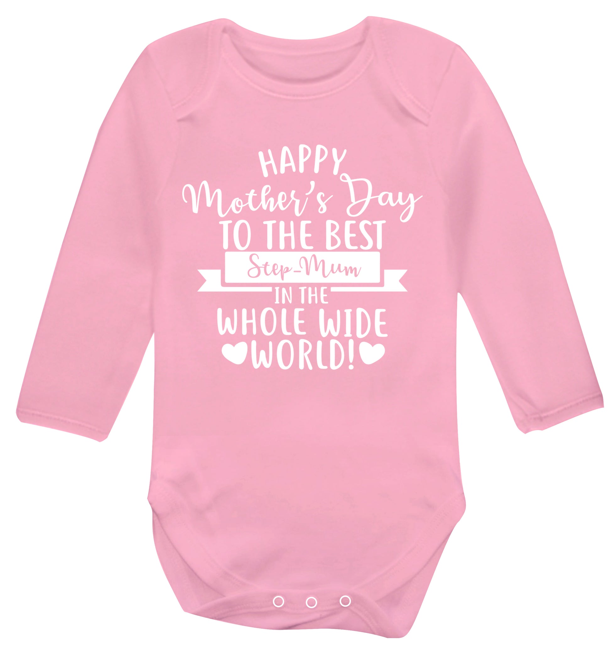 Happy mother's day to the best step-mum in the world Baby Vest long sleeved pale pink 6-12 months
