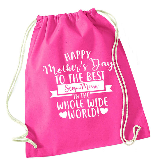 Happy mother's day to the best step-mum in the world pink drawstring bag