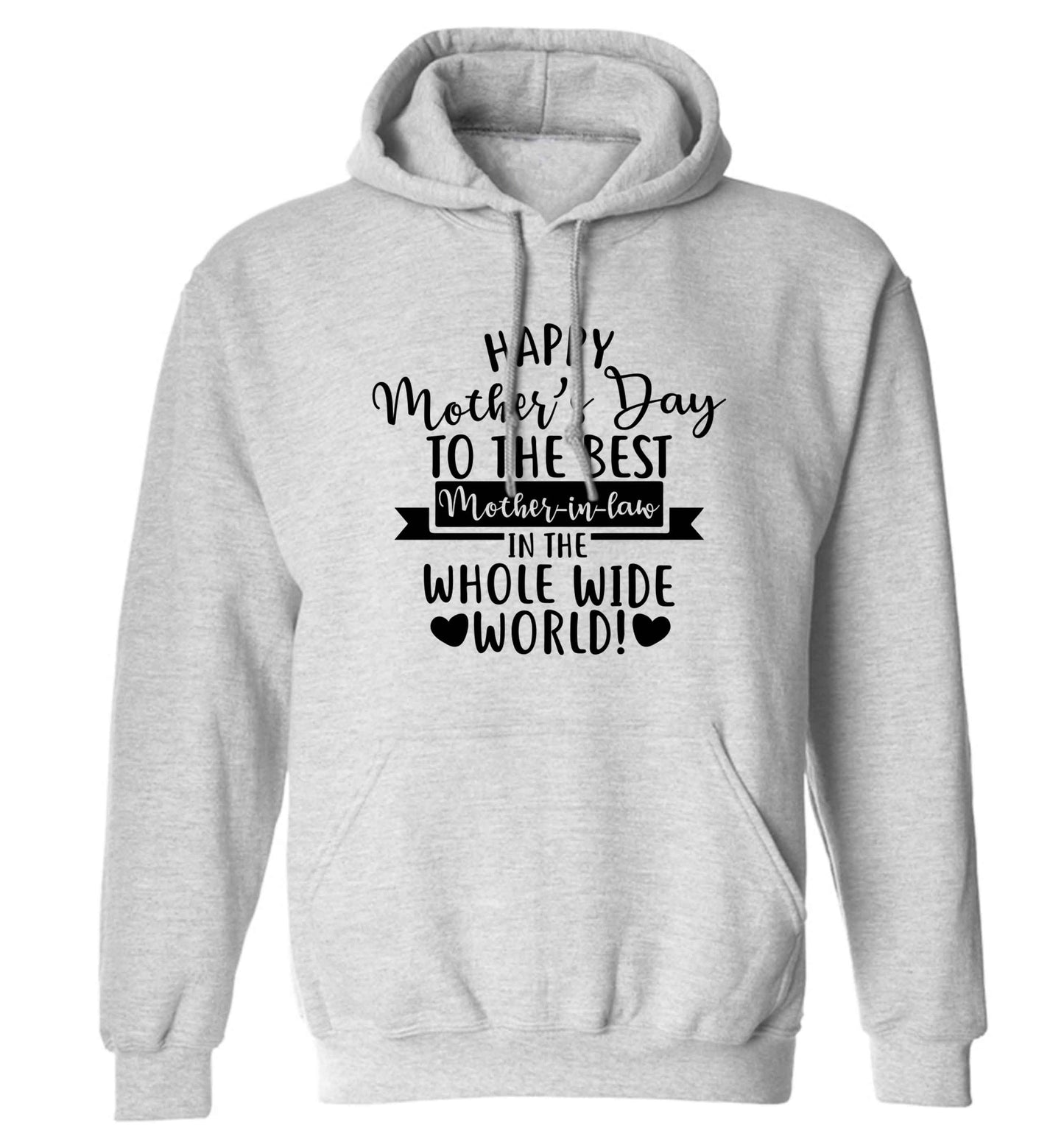 Happy mother's day to the best mother-in law in the world adults unisex grey hoodie 2XL
